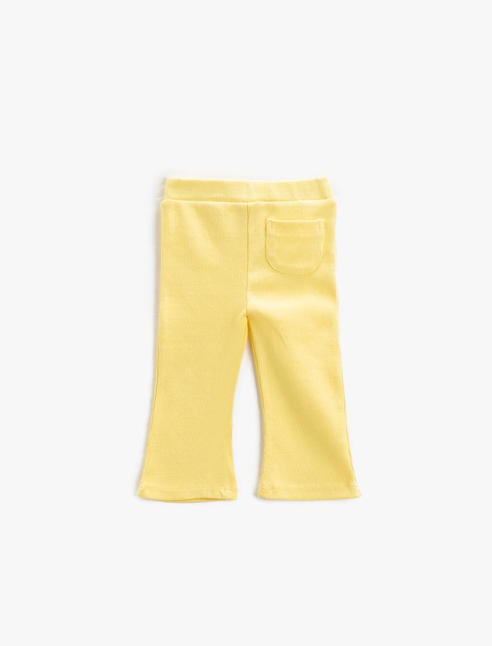 Kız Bebek İspanyol Paça Tayt Fitilli Tek Cep Detaylı Beli Lastikli