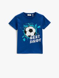 Kısa Kollu Tişört Bisiklet Yaka Futbol Baskılı