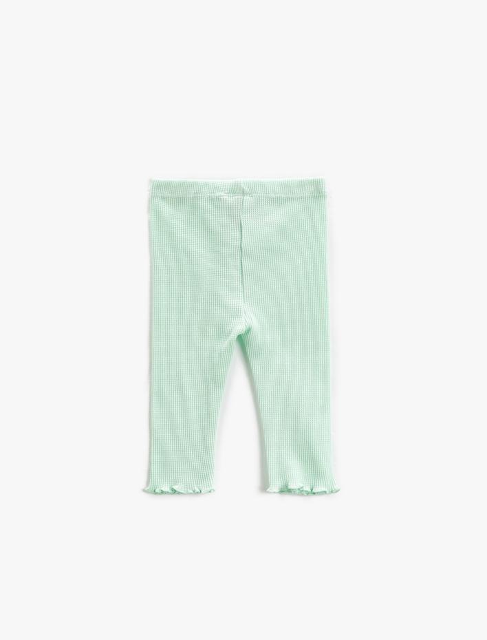 Kız Bebek Dokulu Basic Tayt Beli Lastikli Pamuklu