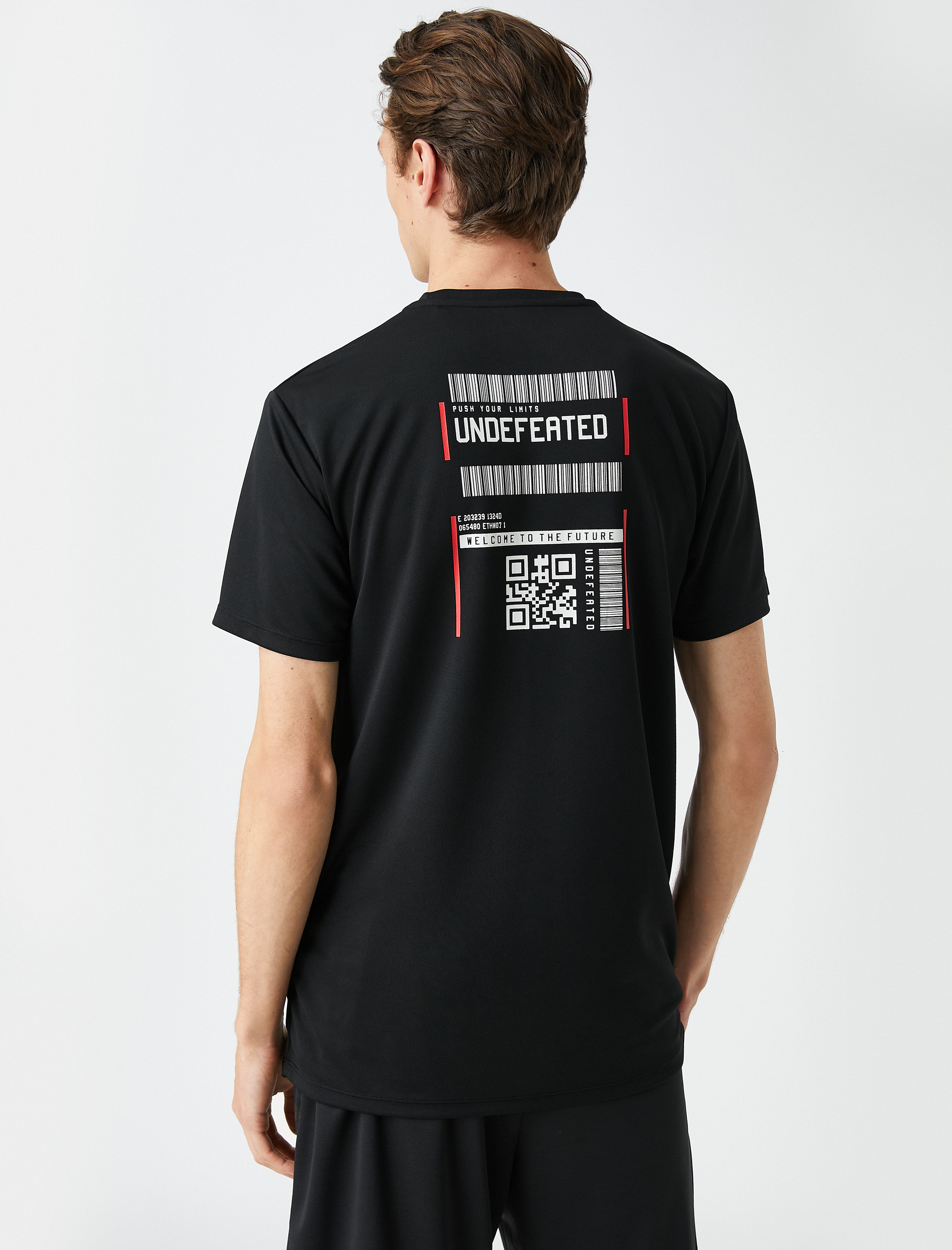   Spor Tişört Etiket Baskılı Bisiklet Yaka Kısa Kollu Nefes Alan Kumaş