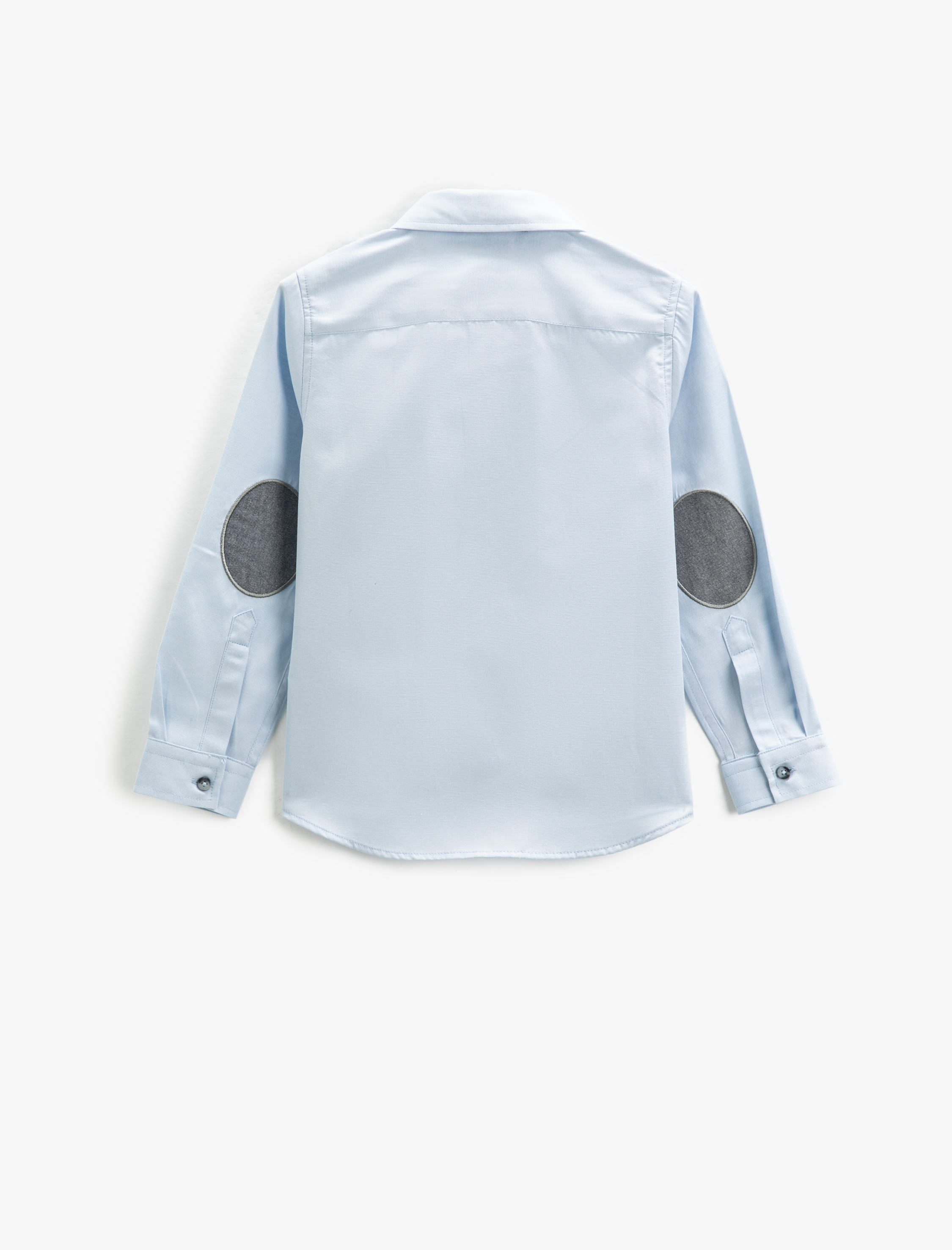  Erkek Çocuk Papyonlu Gömlek Uzun Kollu Dirsekleri Yama Detaylı Tek Cepli