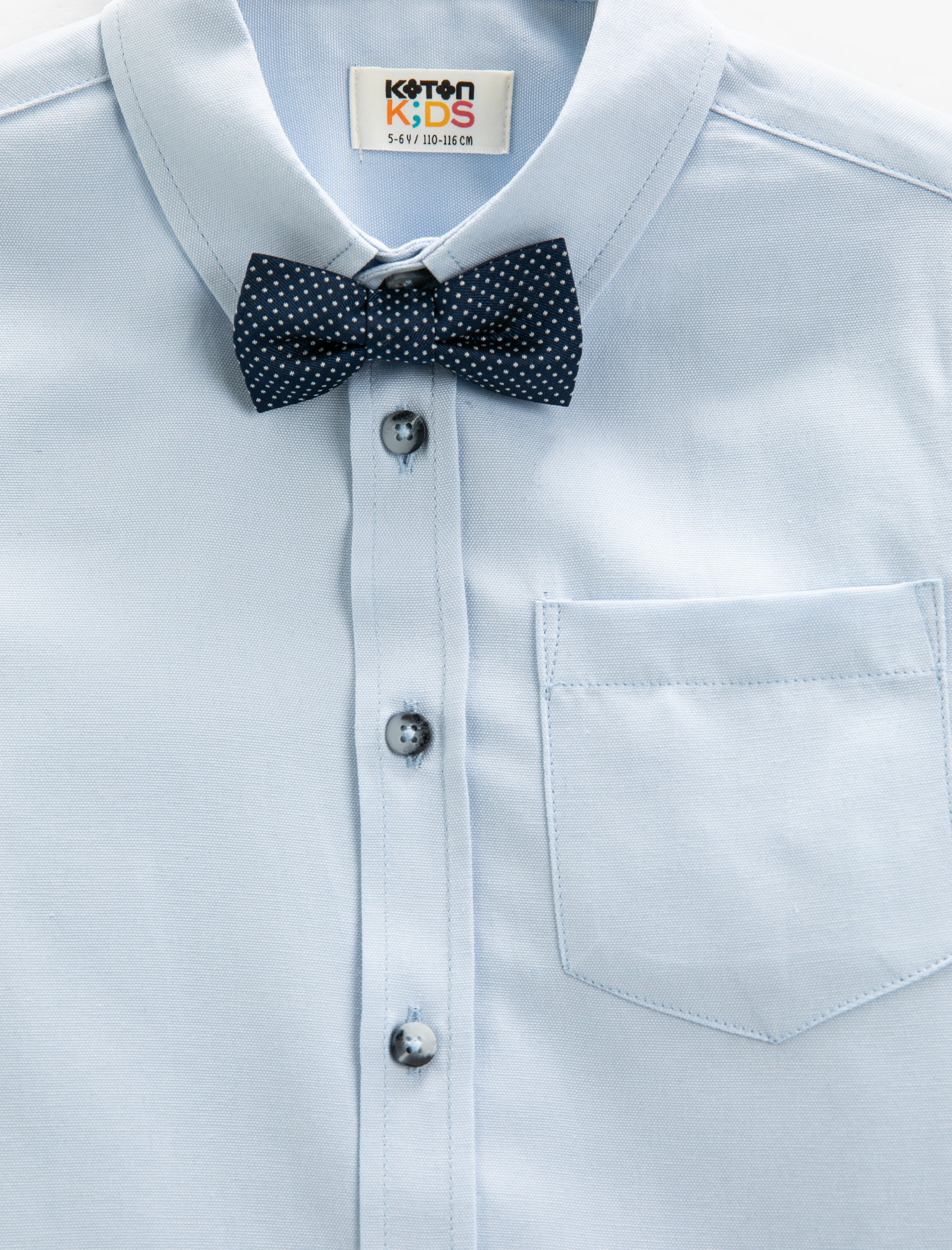  Erkek Çocuk Papyonlu Gömlek Uzun Kollu Dirsekleri Yama Detaylı Tek Cepli