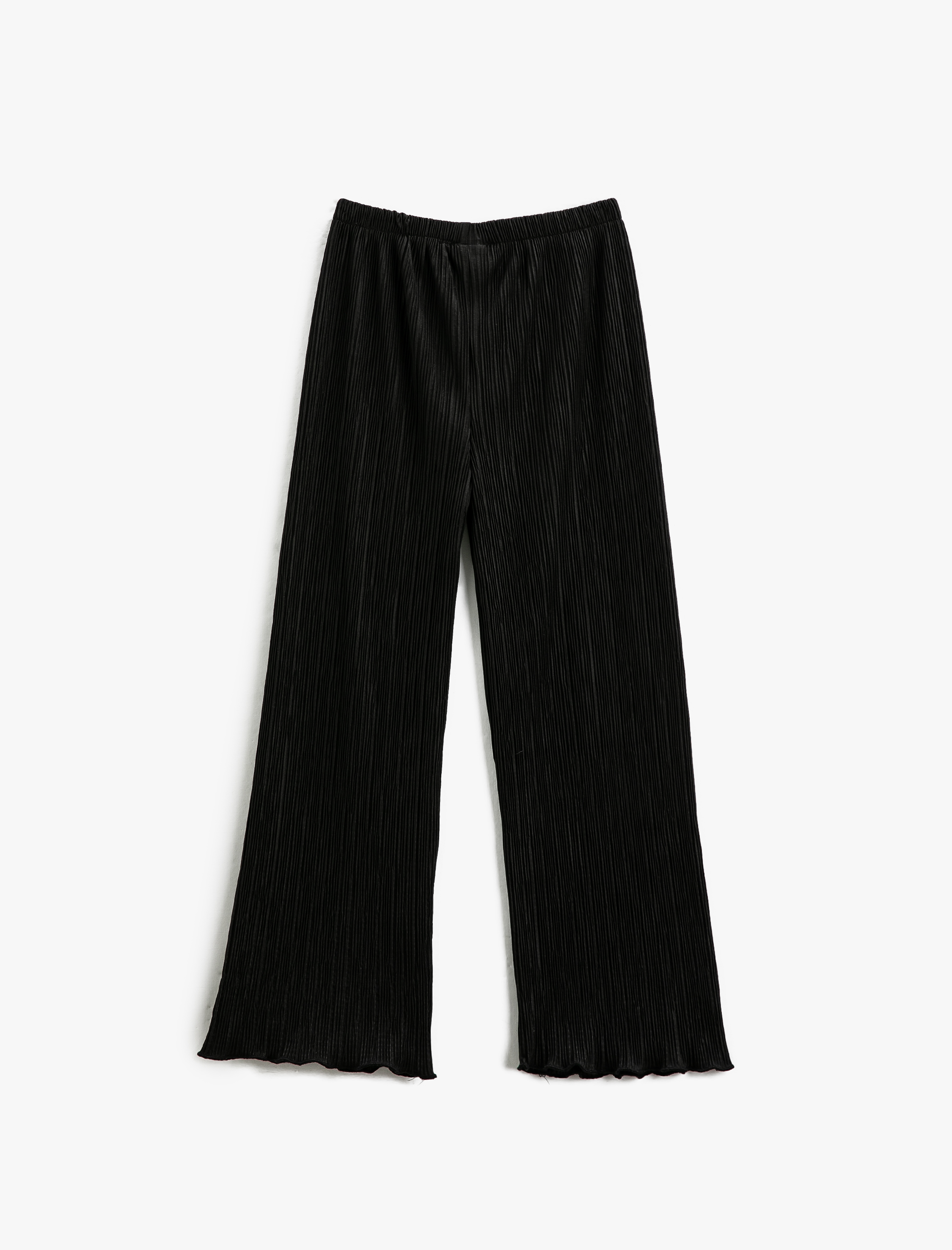  Kız Çocuk Piliseli Bol Paça Pantolon Beli Bağlamalı Rahat Kesim