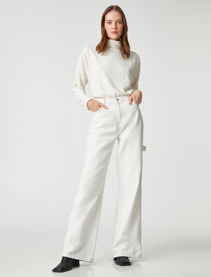  Uzun Kollu Tişört Balıkçı Yaka Peluş Detaylı