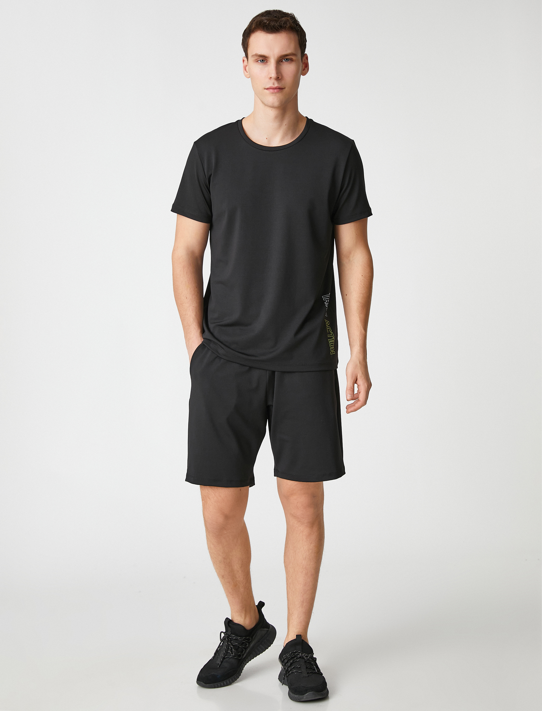   Spor Tişört Slogan Baskılı Bisiklet Yaka Kısa Kollu