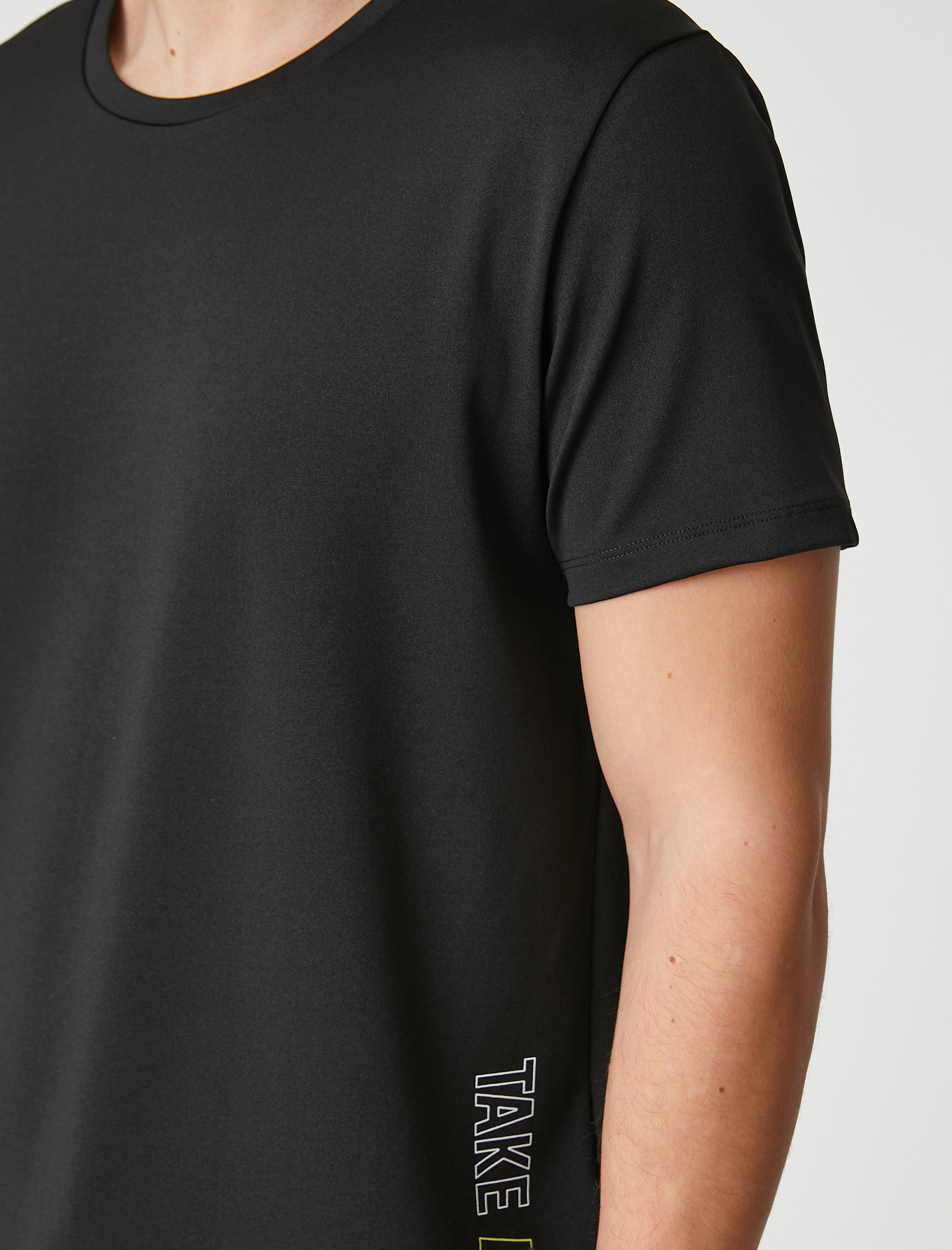   Spor Tişört Slogan Baskılı Bisiklet Yaka Kısa Kollu