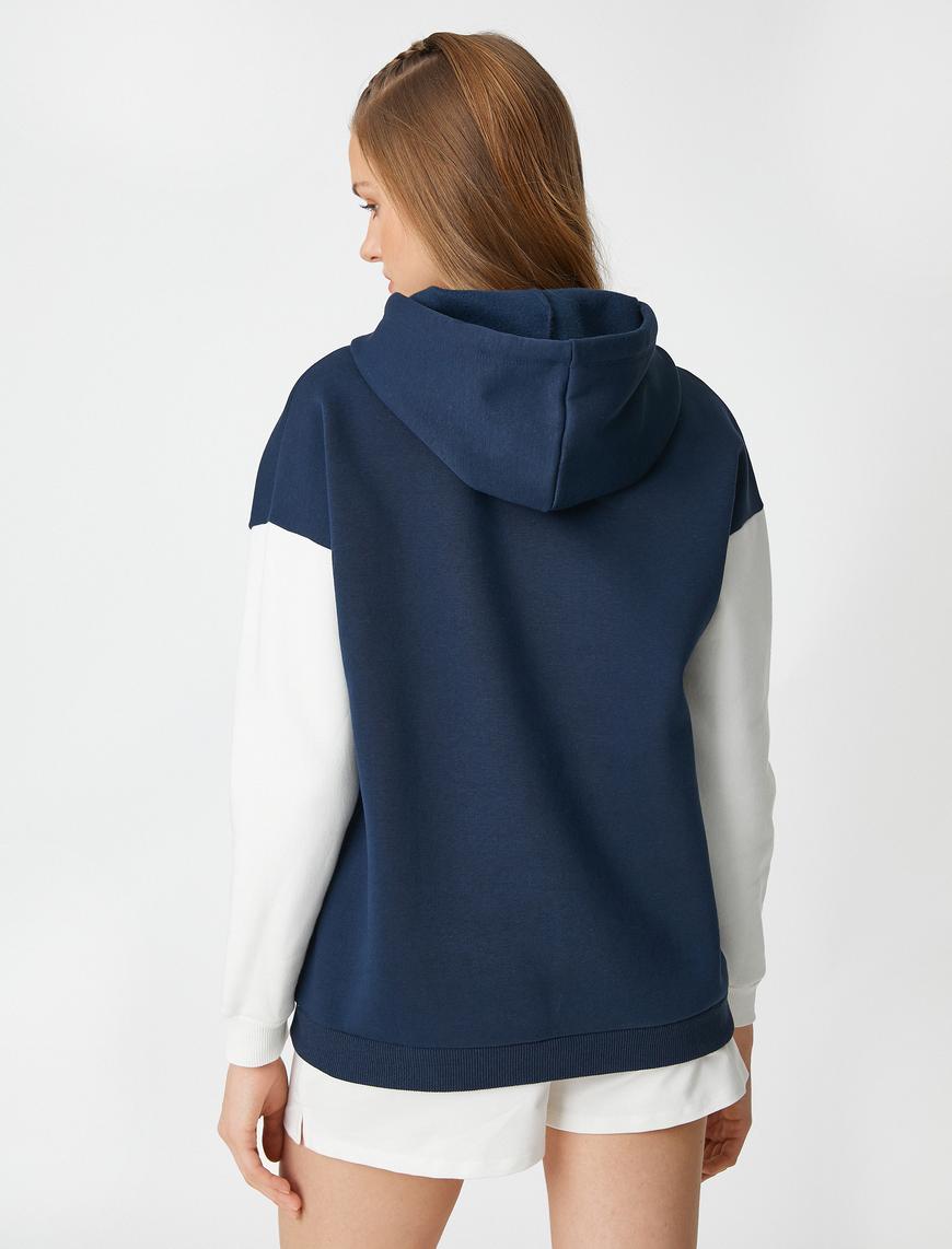   Kolej Baskılı Kapüşonlu Sweatshirt Relax Fit