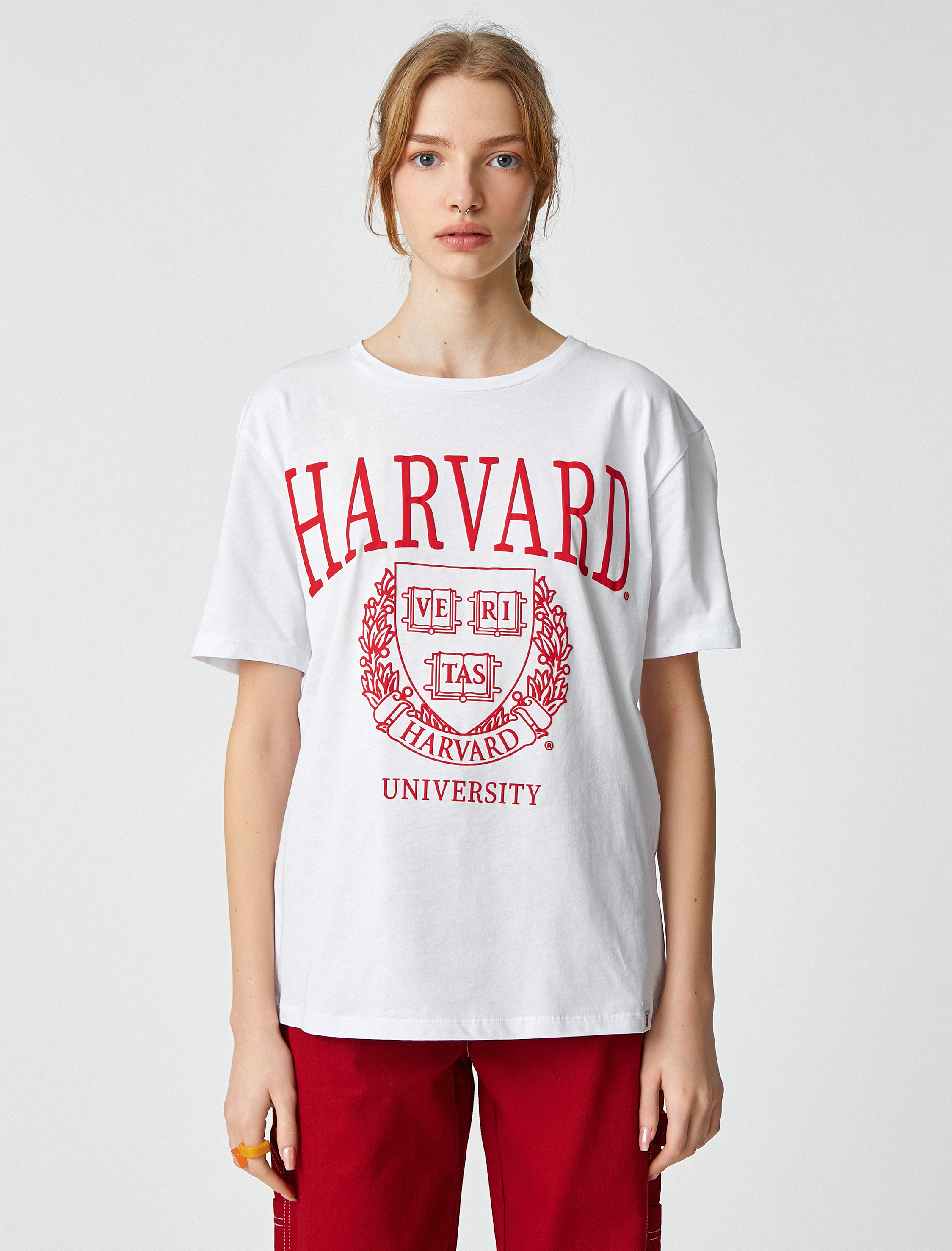   Harvard Tişört Baskılı Lisanslı Kısa Kollu Bisiklet Yaka