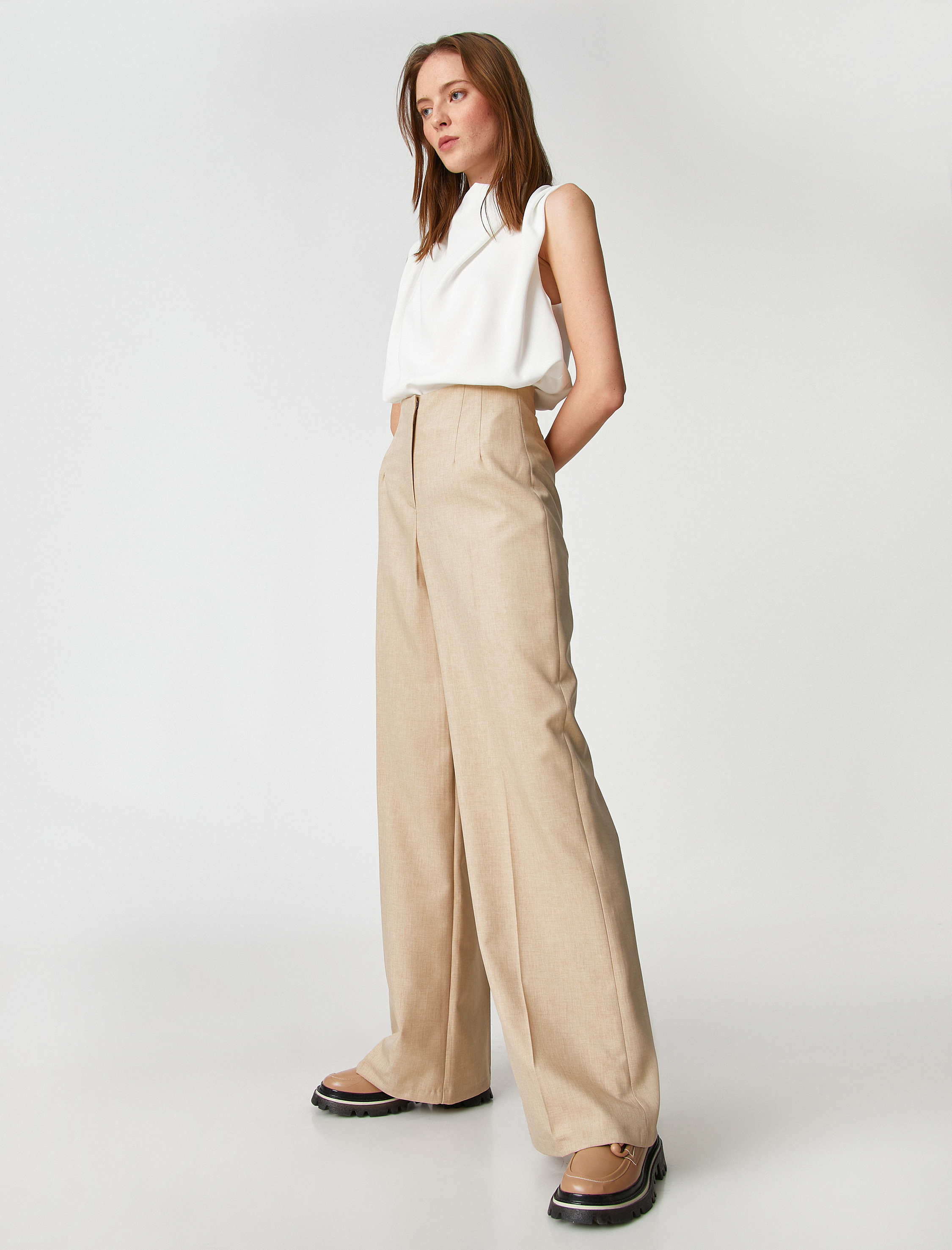   Palazzo Pantolon Fermuarlı Dikiş Detaylı