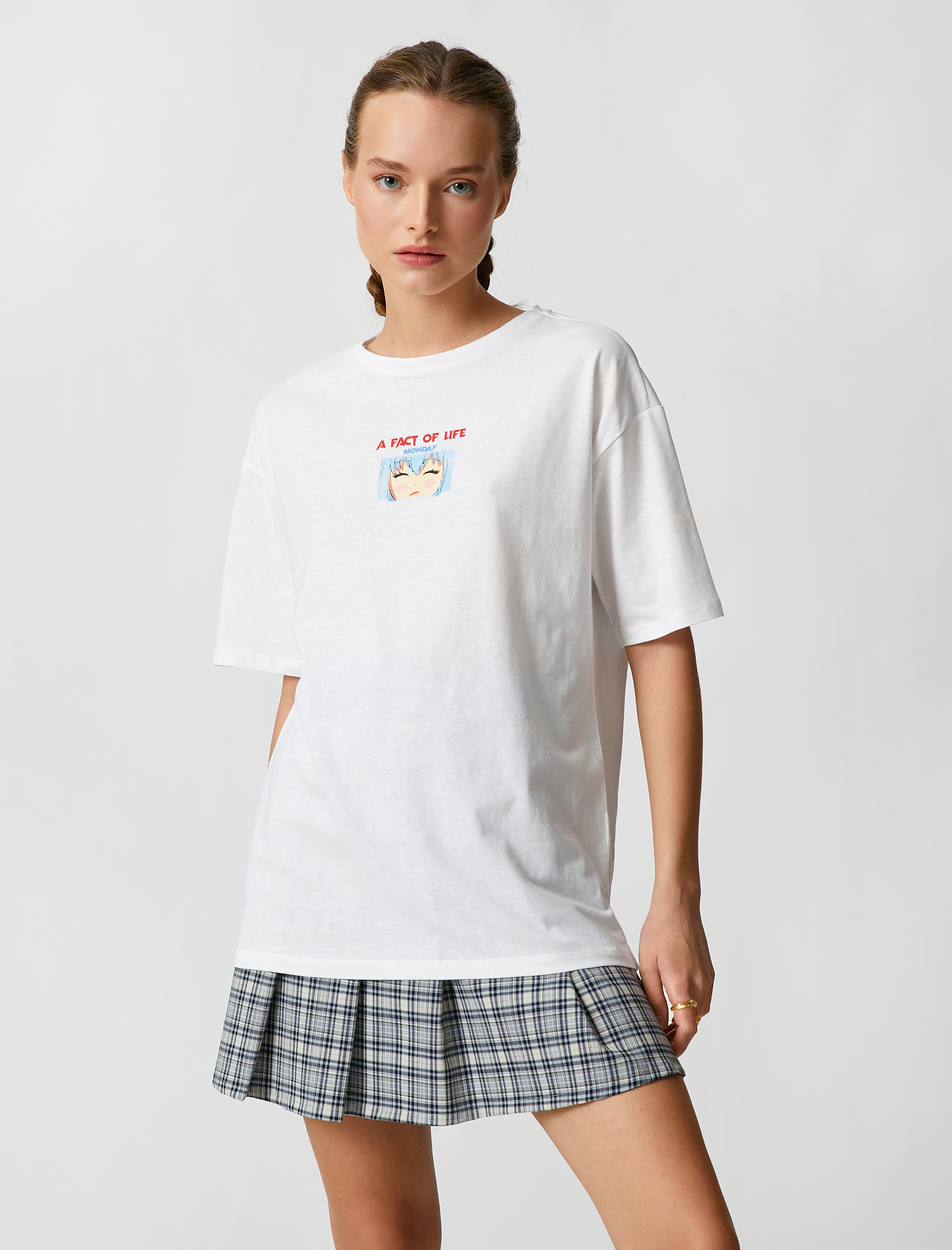   Anime Tişört Oversize Bisiklet Yaka Kısa Kollu