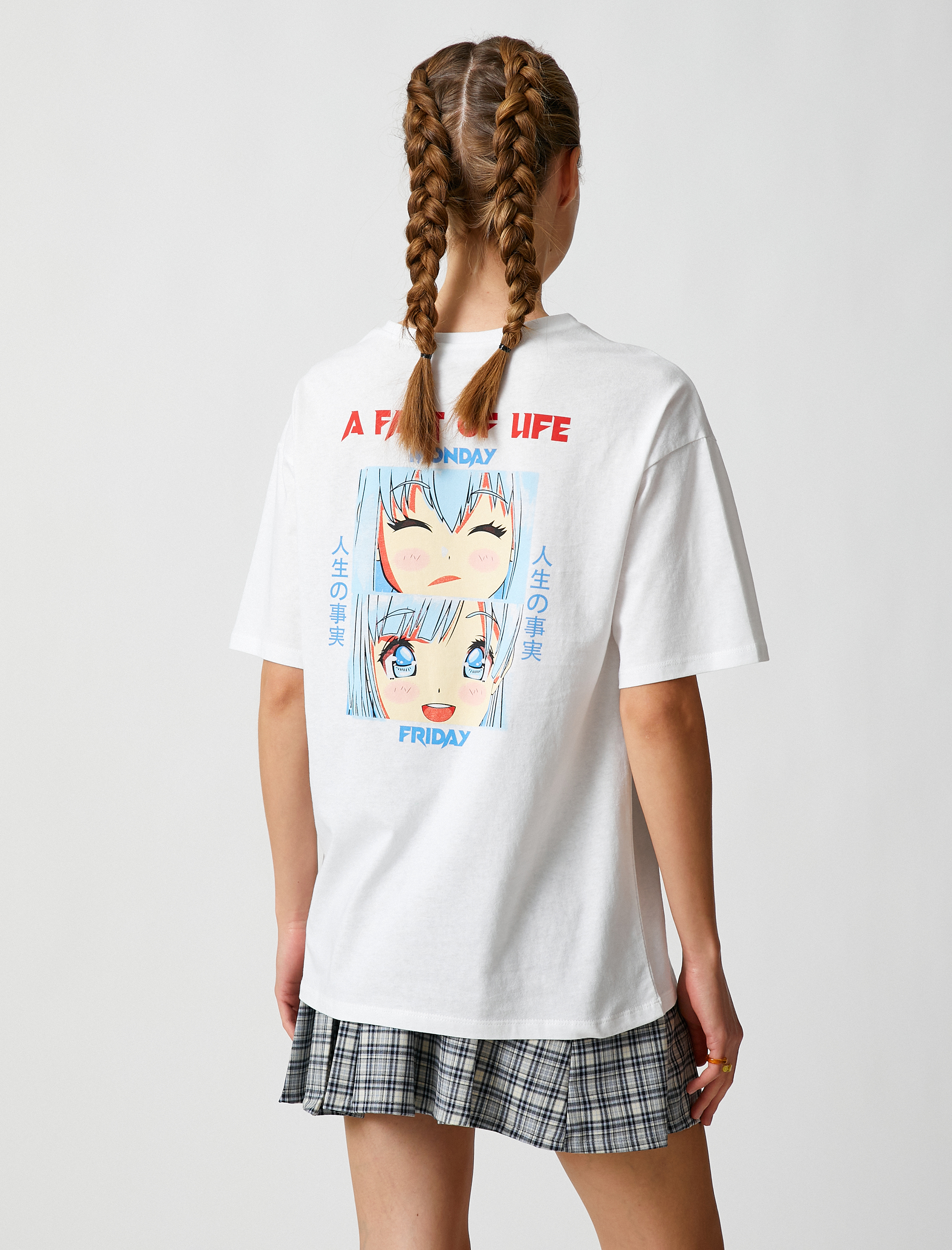   Anime Tişört Oversize Bisiklet Yaka Kısa Kollu