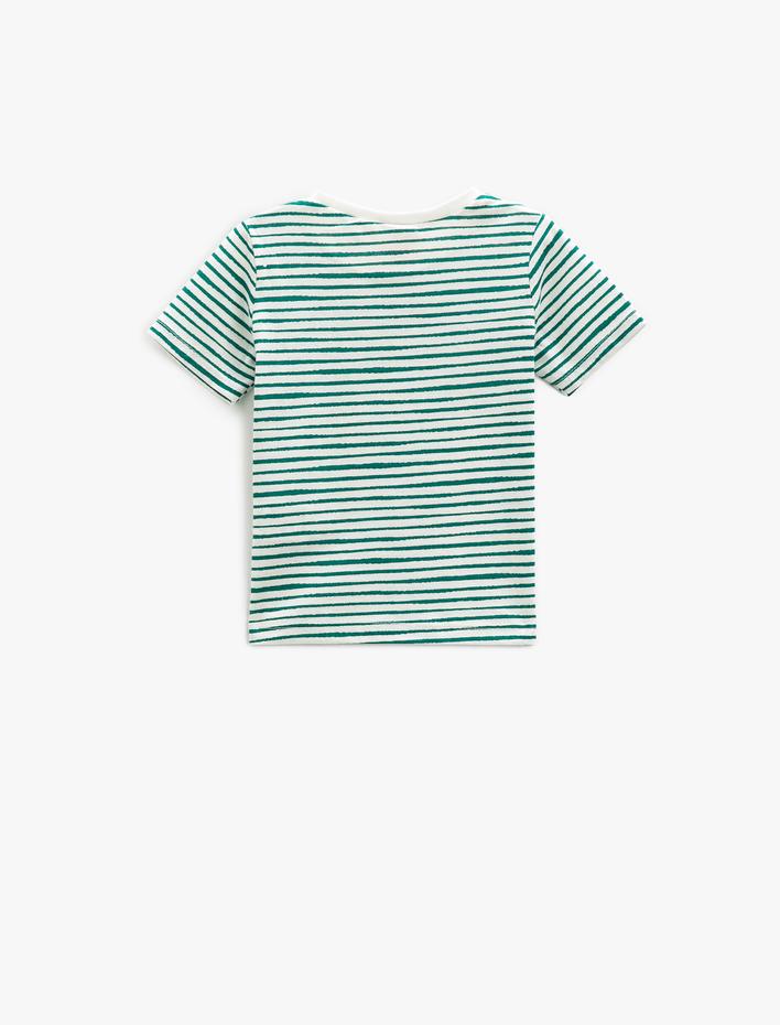Erkek Bebek Çizgili Basic Tişört Kısa Kollu Bisiklet Yaka Pamuklu