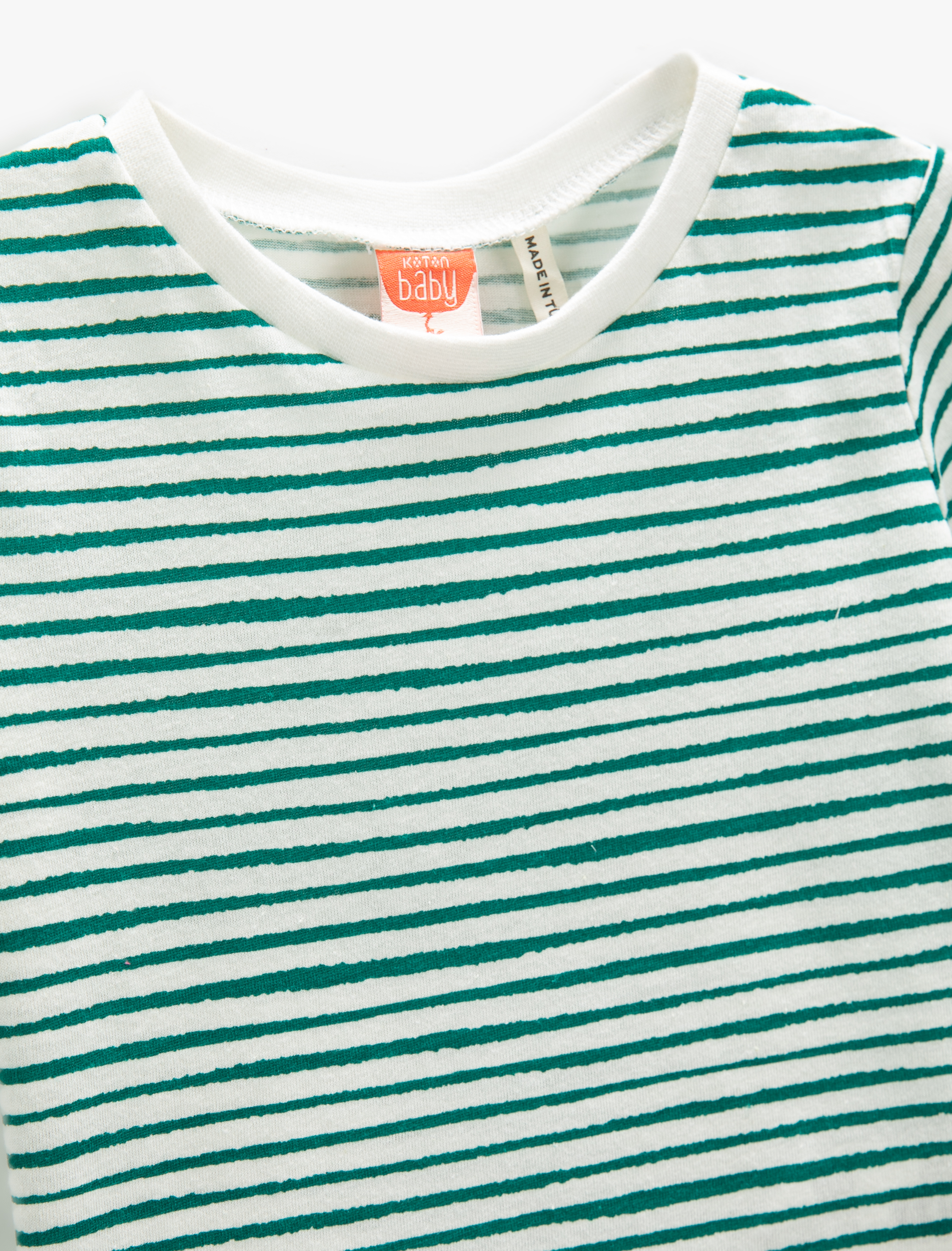  Erkek Bebek Çizgili Basic Tişört Kısa Kollu Bisiklet Yaka Pamuklu