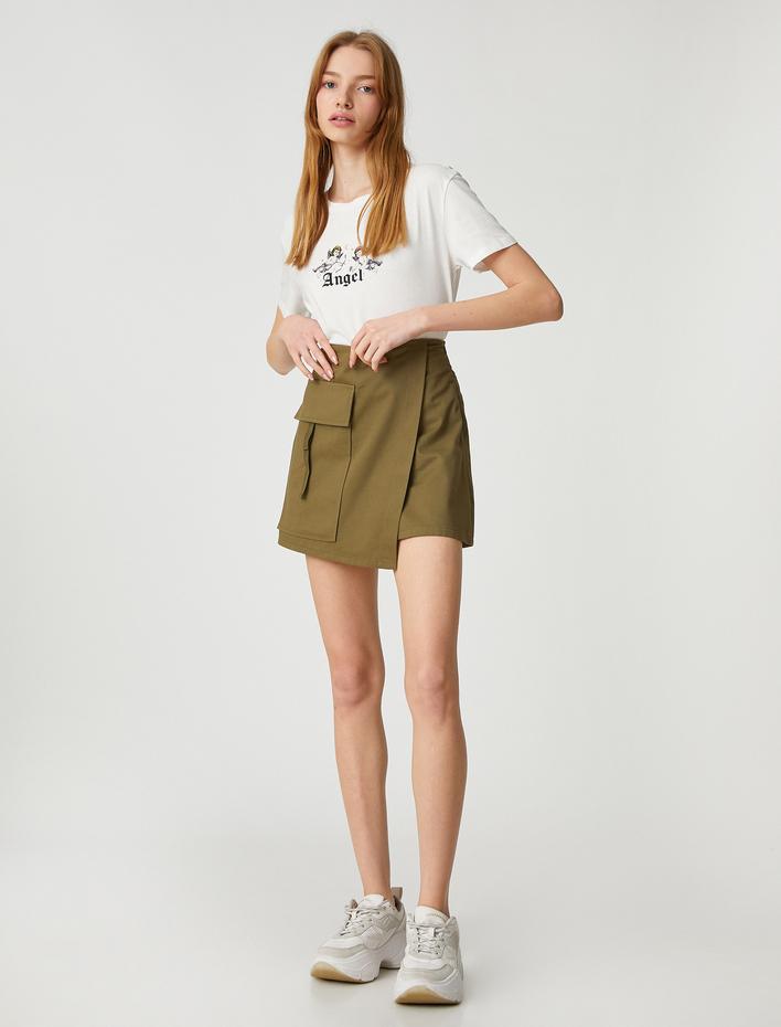  Pamuklu Tişört Baskılı Kısa Kollu Bisiklet Yaka