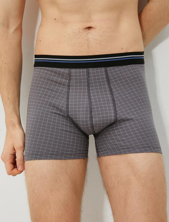  3'lü Boxer Seti Ekoseli Pamuklu