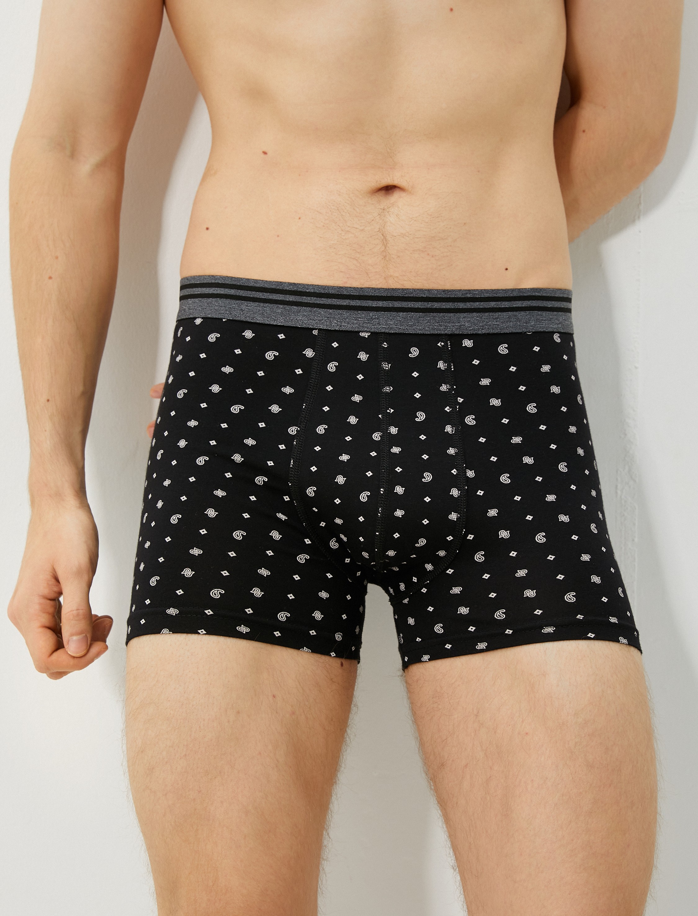   3'lü Boxer Seti Şal Baskı Detaylı Pamuklu