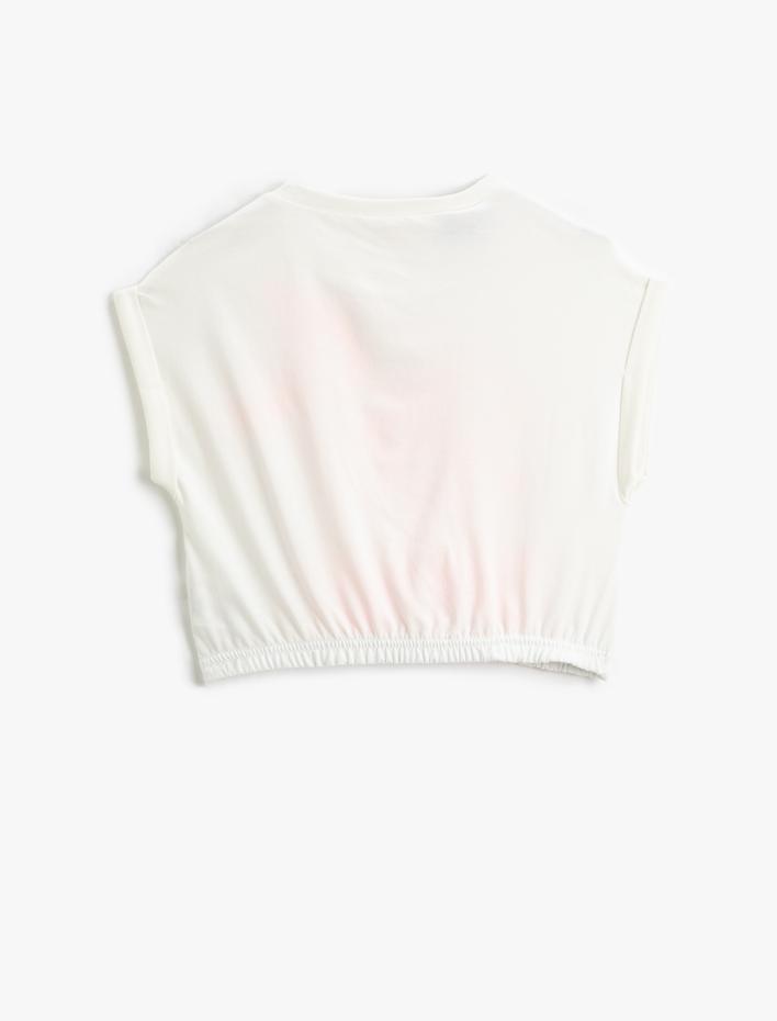 Kız Çocuk Lola Bunny ve Bugs Bunny Crop Tişört Lisanslı Kısa Kollu Bisiklet Yaka Pamuklu