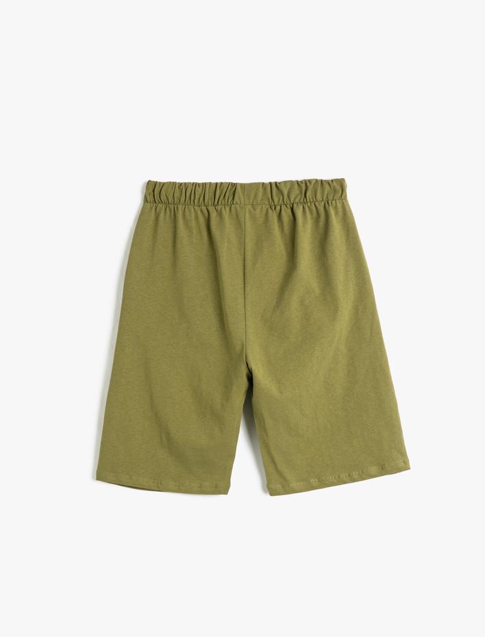 Erkek Çocuk Beli Lastikli Şort Cepli Baskı Detaylı Pamuklu