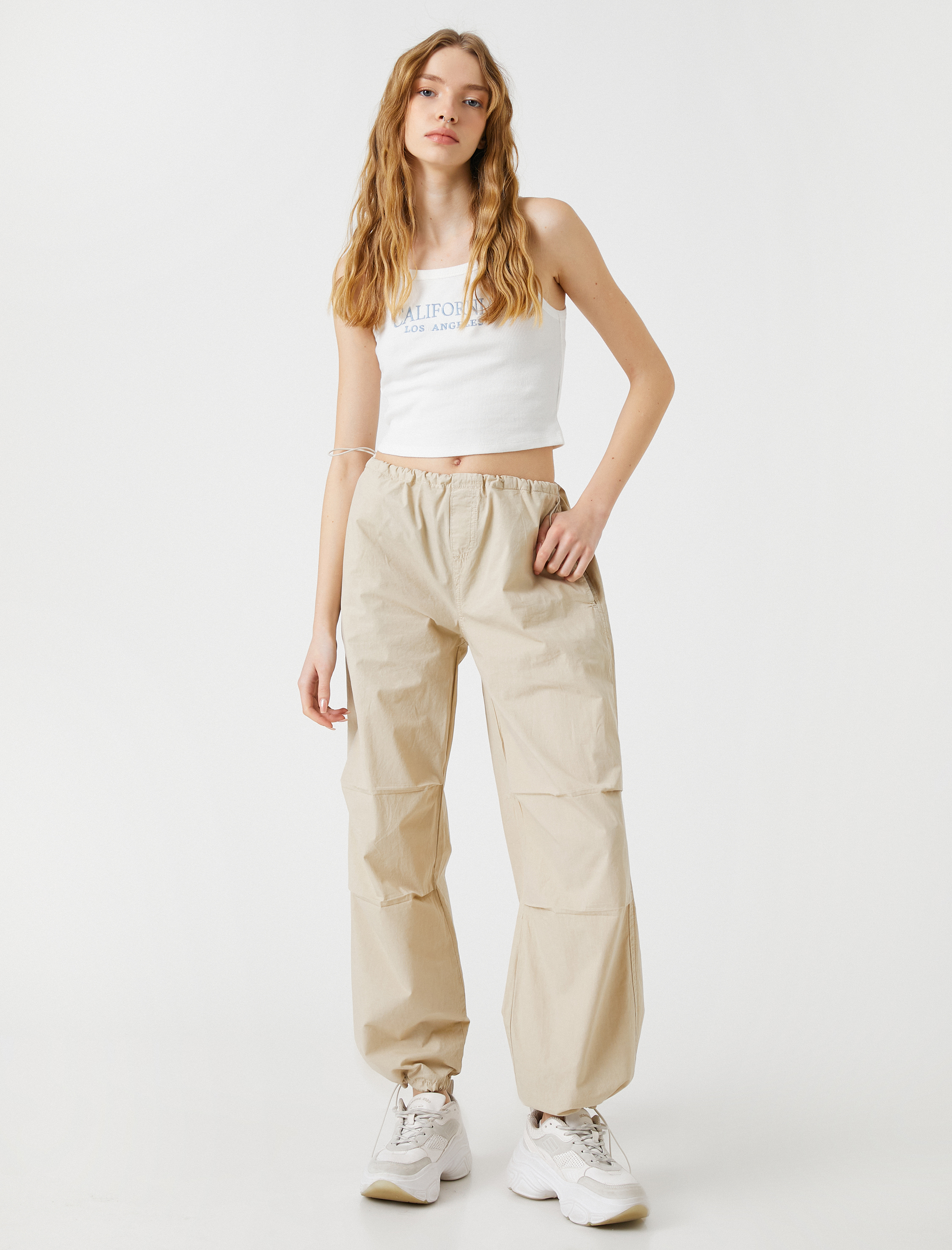   Crop Fitilli Atlet İnce Askılı Nakışlı Pamuklu