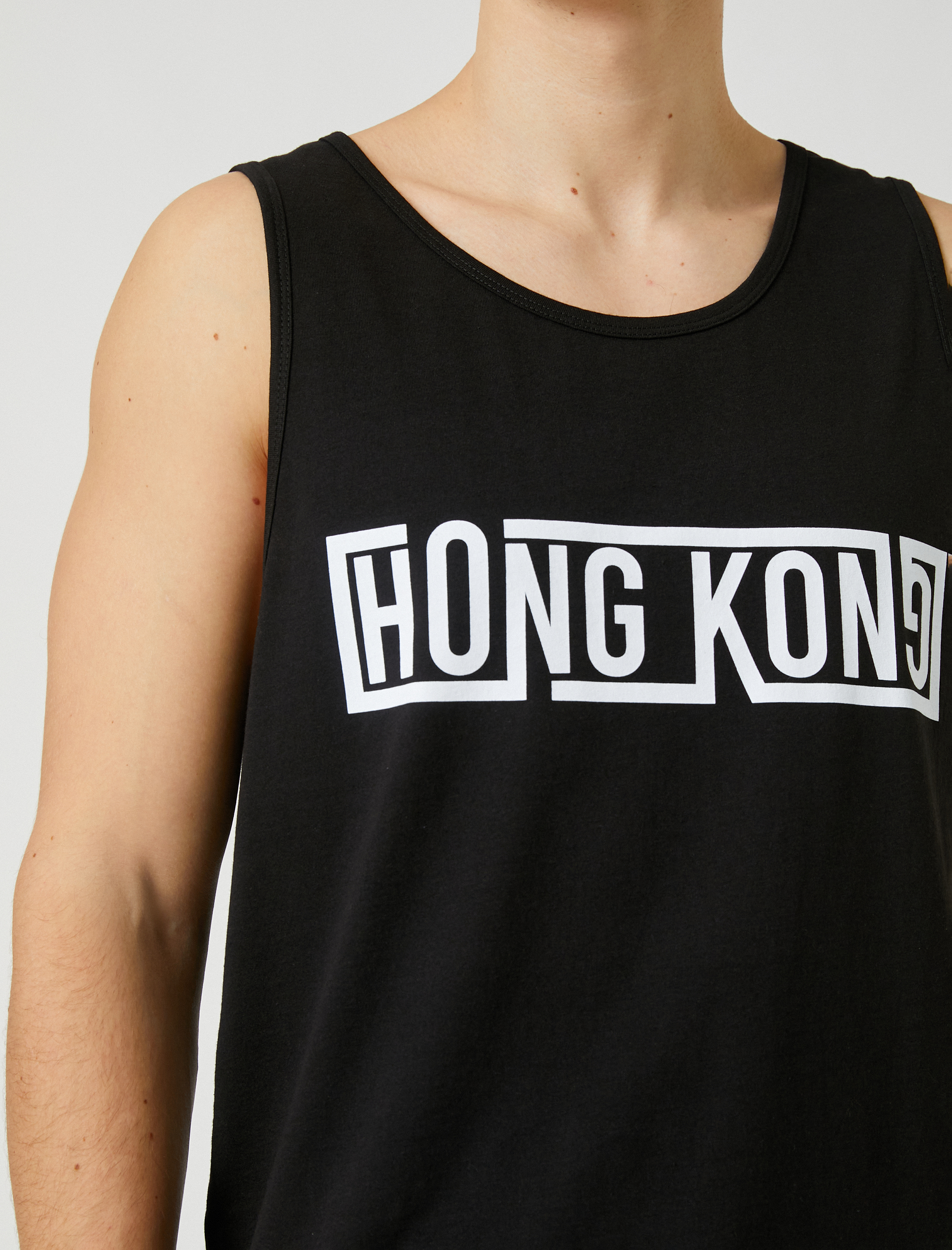   Slogan Baskılı Kolsuz Tişört Bisiklet Yaka Pamuklu