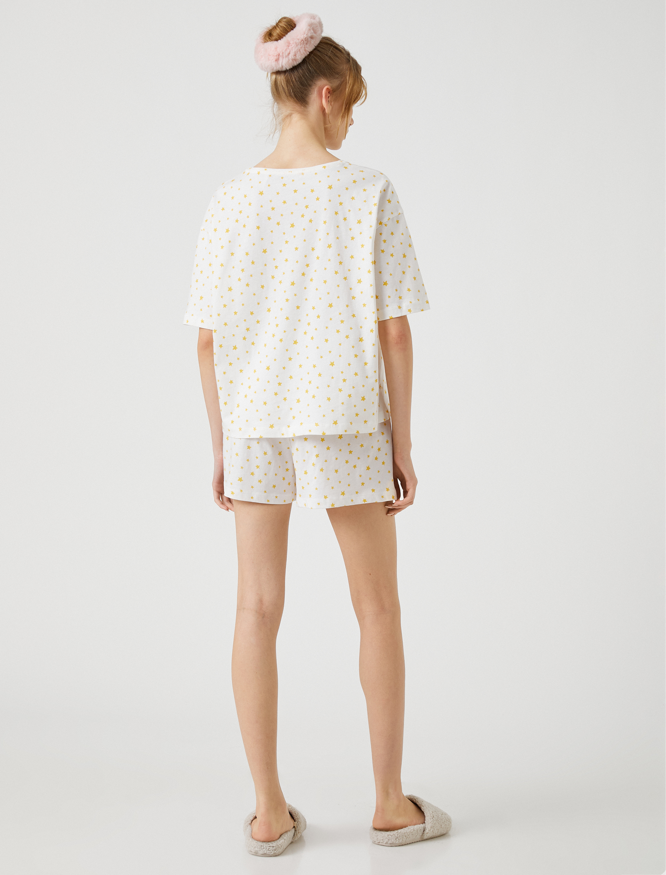   Pamuklu Pijama Takımı Kısa Kollu Baskılı Şortlu