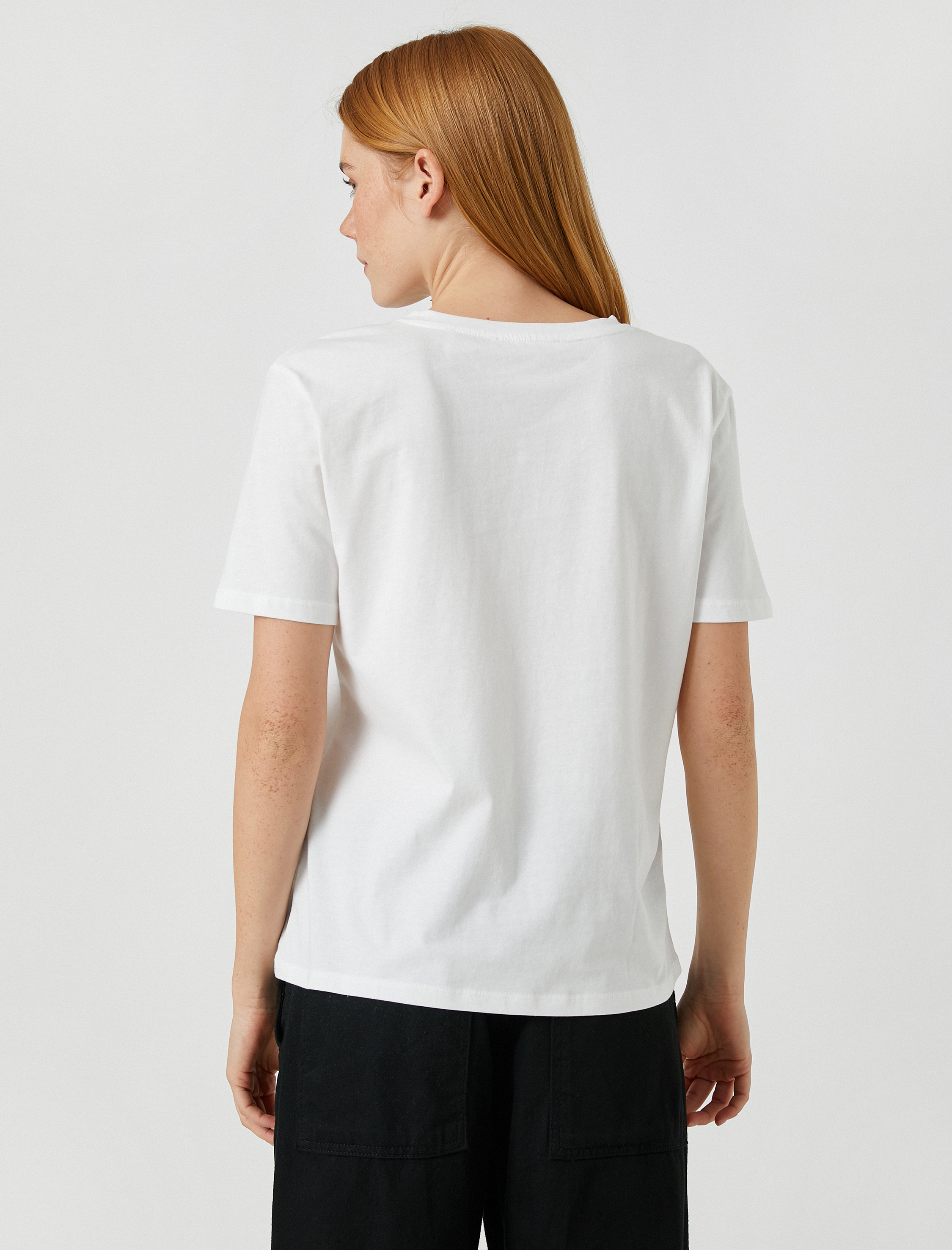   Baskılı Tişört Kısa Kollu Bisiklet Yaka