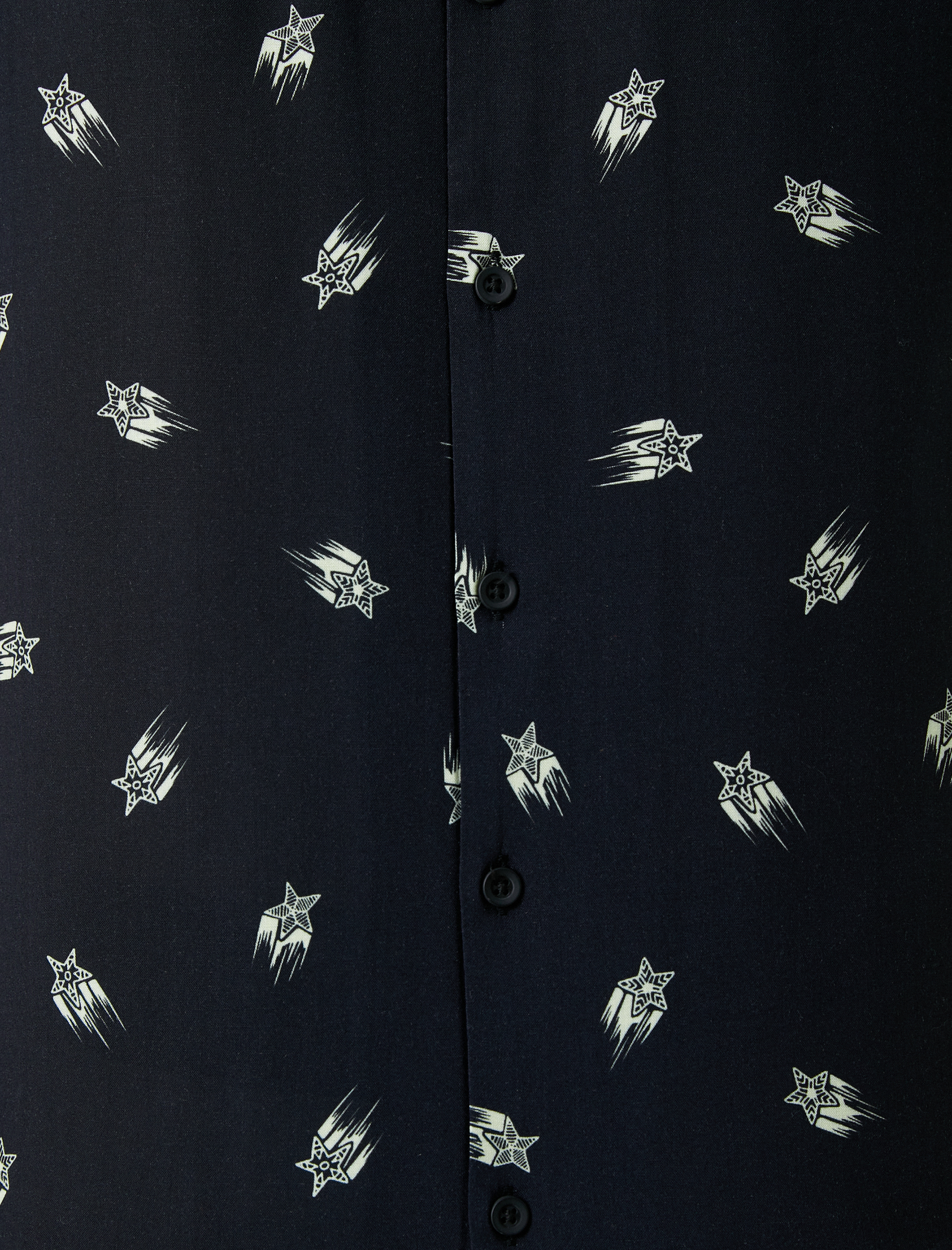   Yazlık Gömlek Kısa Kollu Devrik Yaka Yıldız Baskılı