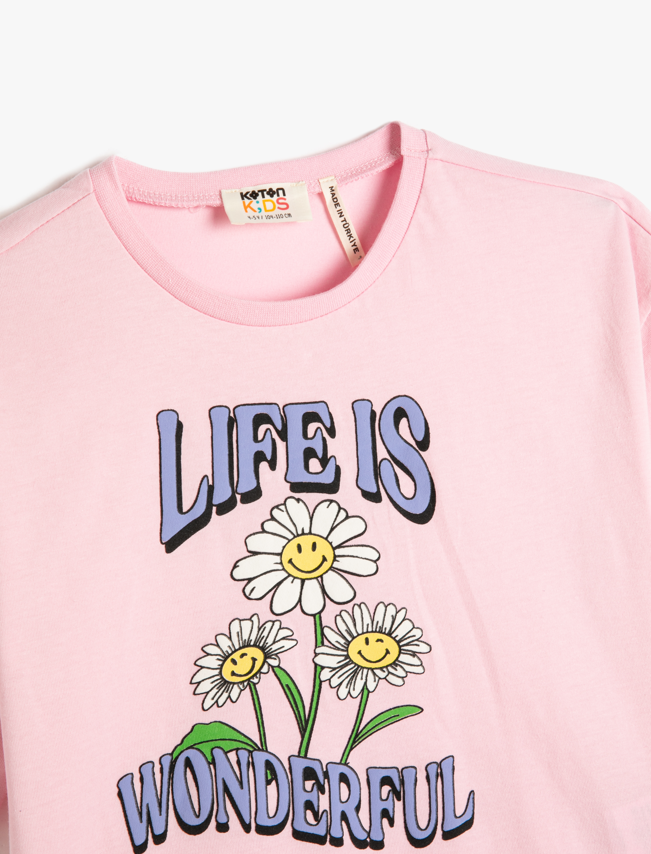  Kız Çocuk Crop Oversize Tişört Kısa Kollu Bisiklet Yaka Baskılı Pamuklu