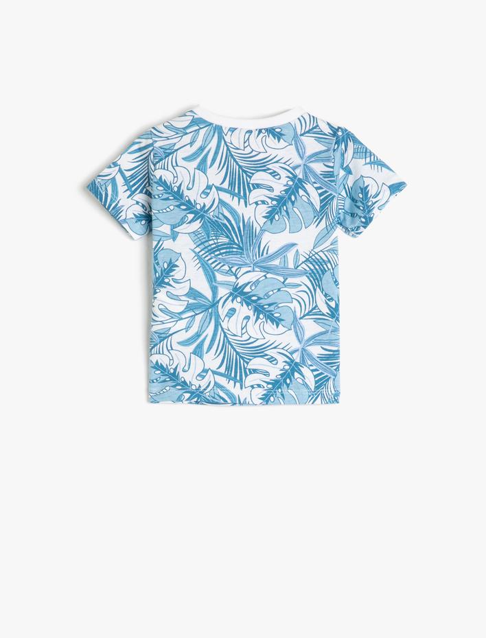 Erkek Bebek Baskılı Kısa Kollu Tişört Bisiklet Yaka Pamuklu