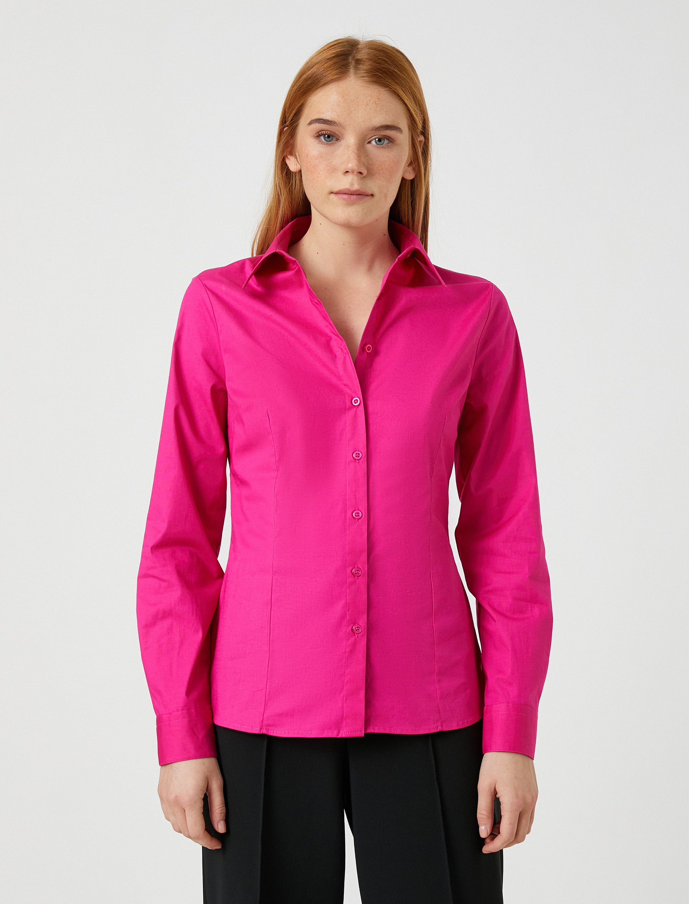   Basic Pamuklu Gömlek Uzun Kollu