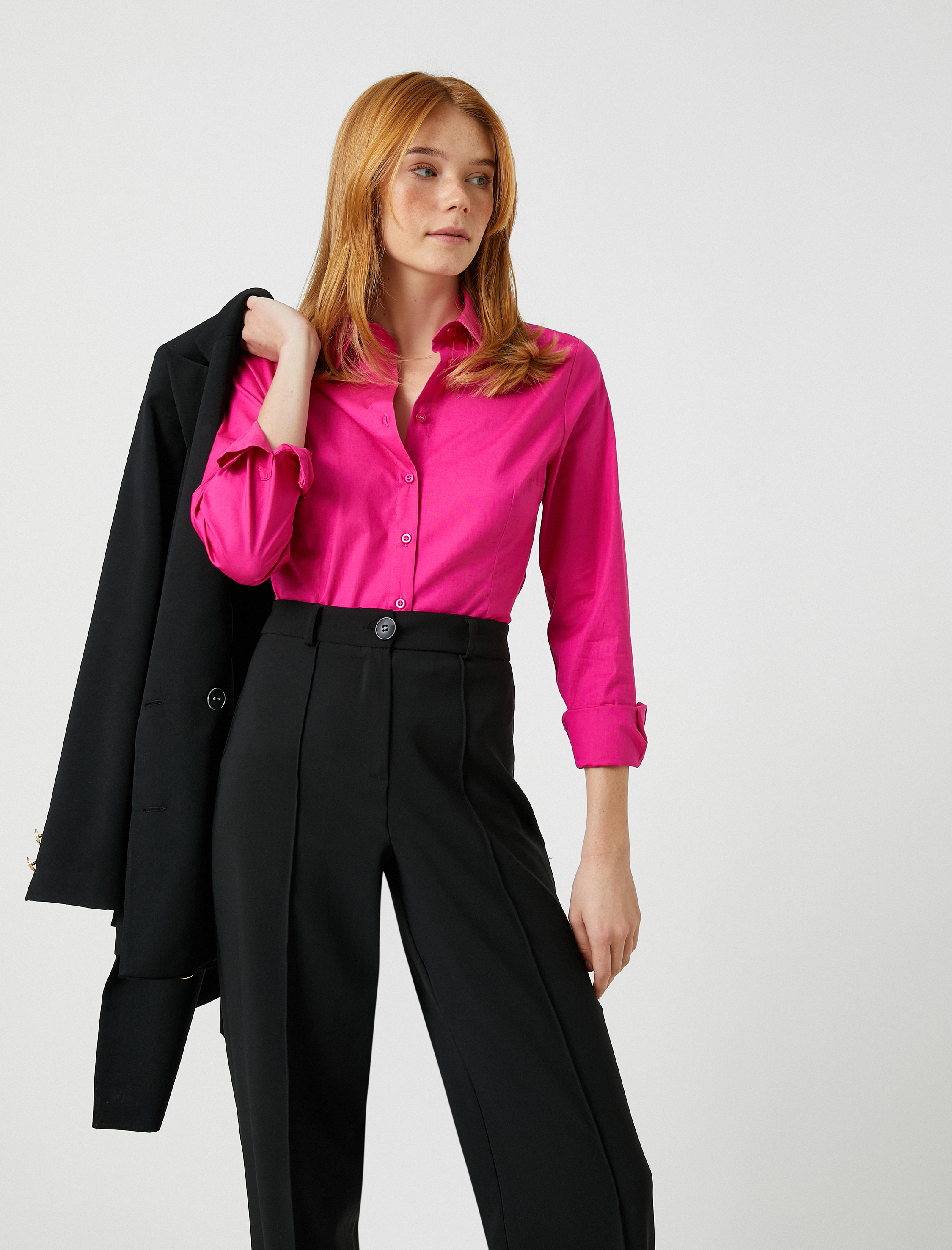   Basic Pamuklu Gömlek Uzun Kollu