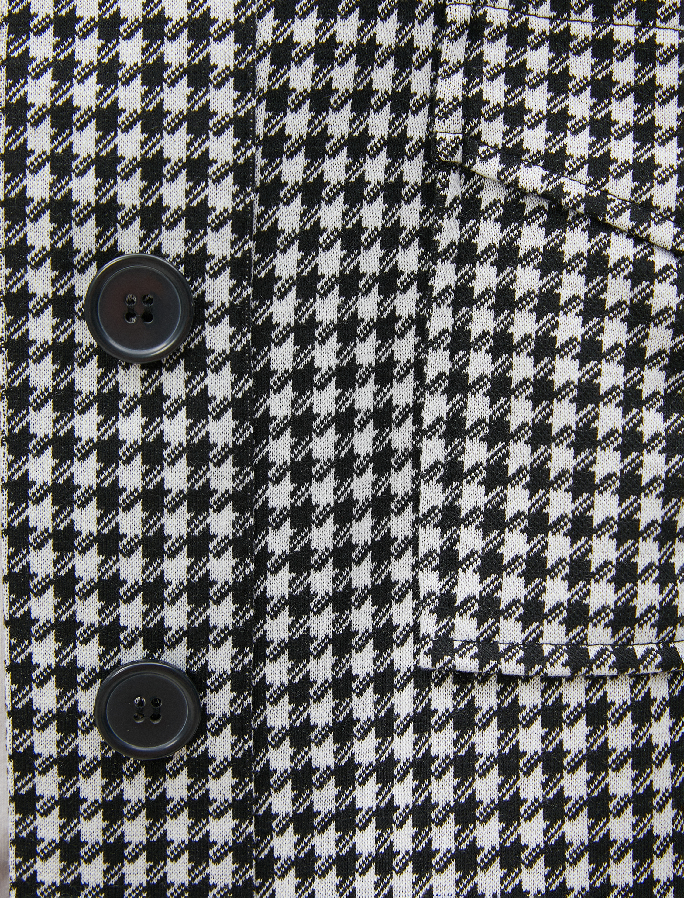   Kazayağı Desenli Ceket Cep Detaylı Düğmeli Gömlek Yaka