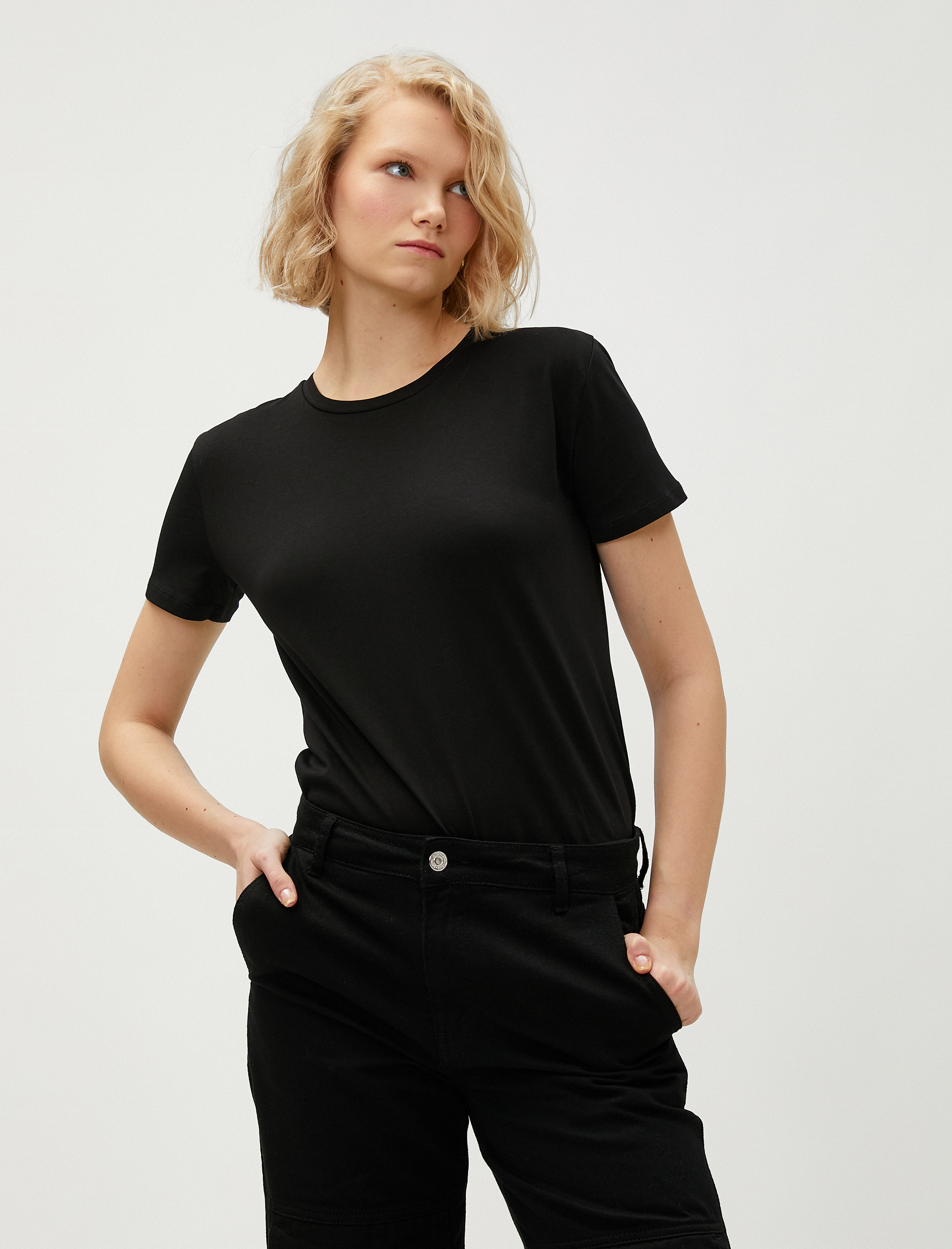   Basic Tişört Kısa Kollu Bisiklet Yaka