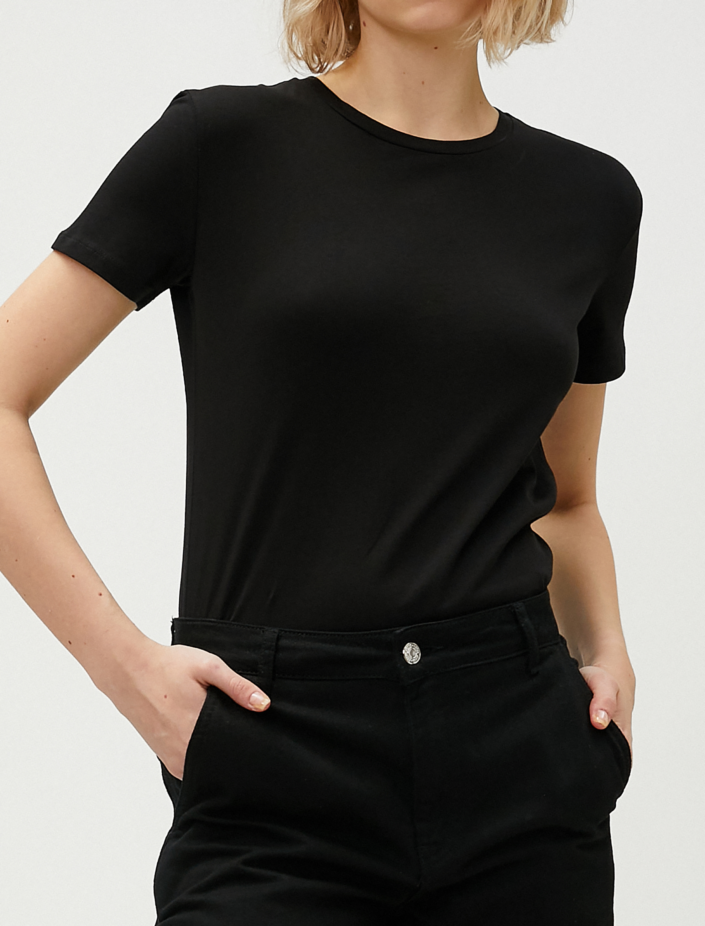   Basic Tişört Kısa Kollu Bisiklet Yaka