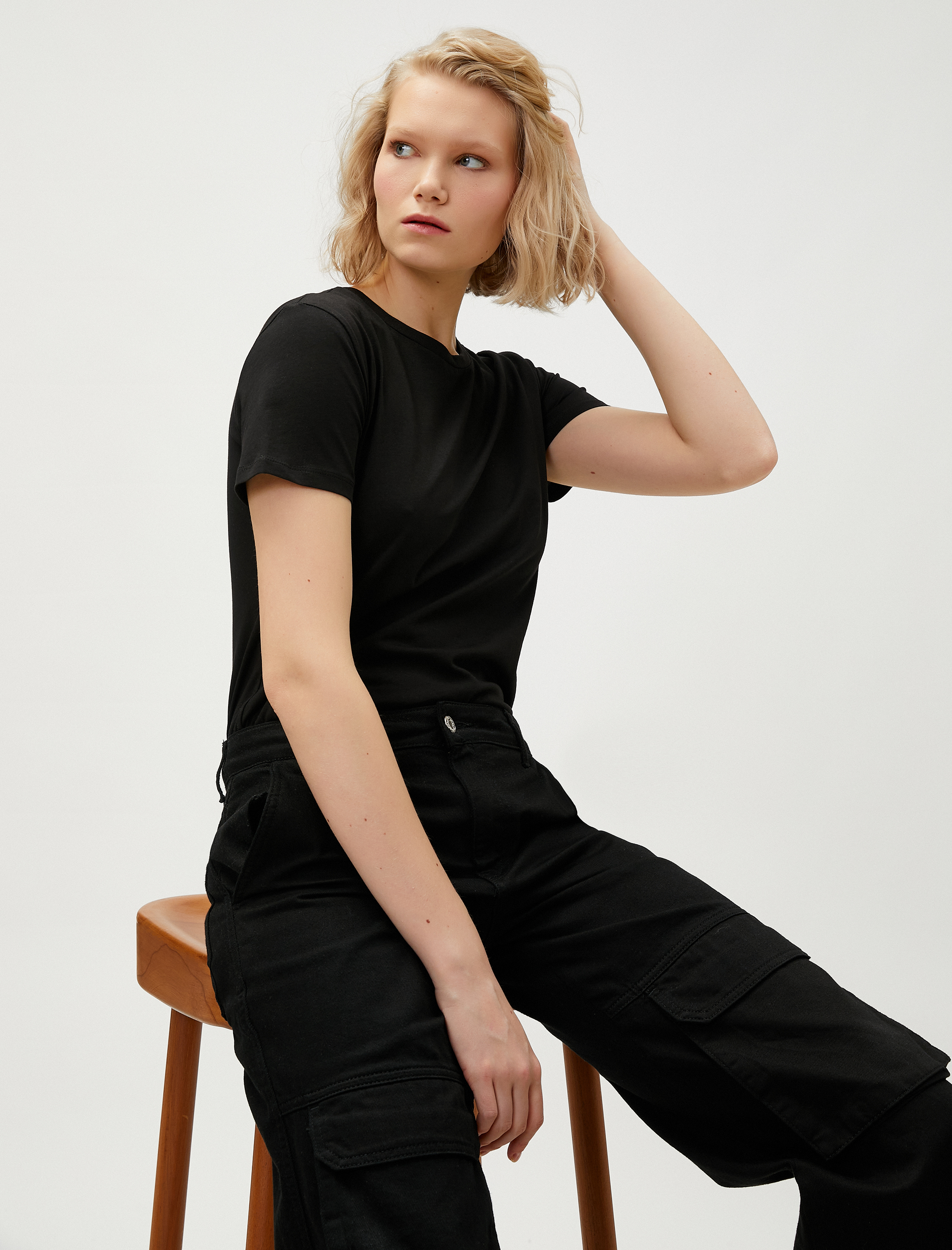   Basic Tişört Kısa Kollu Bisiklet Yaka