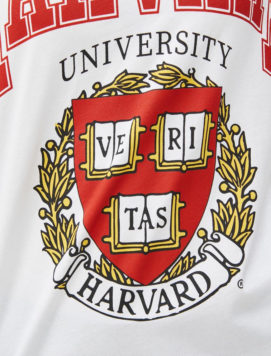   Harvard Tişört Lisanslı Baskılı Kısa Kollu Bisiklet Yaka