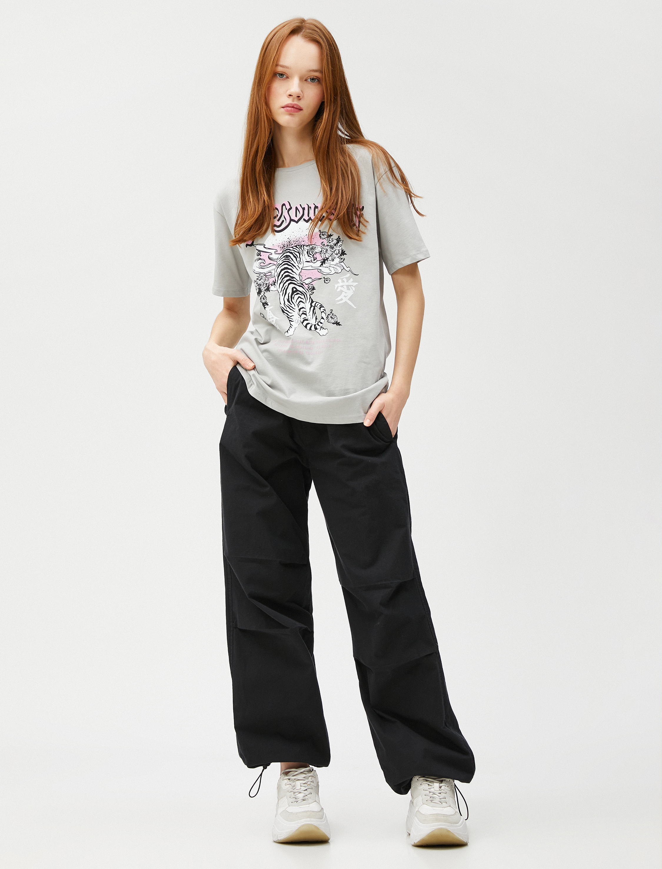   Baskılı Tişört Kısa Kollu Bisiklet Yaka Pamuklu