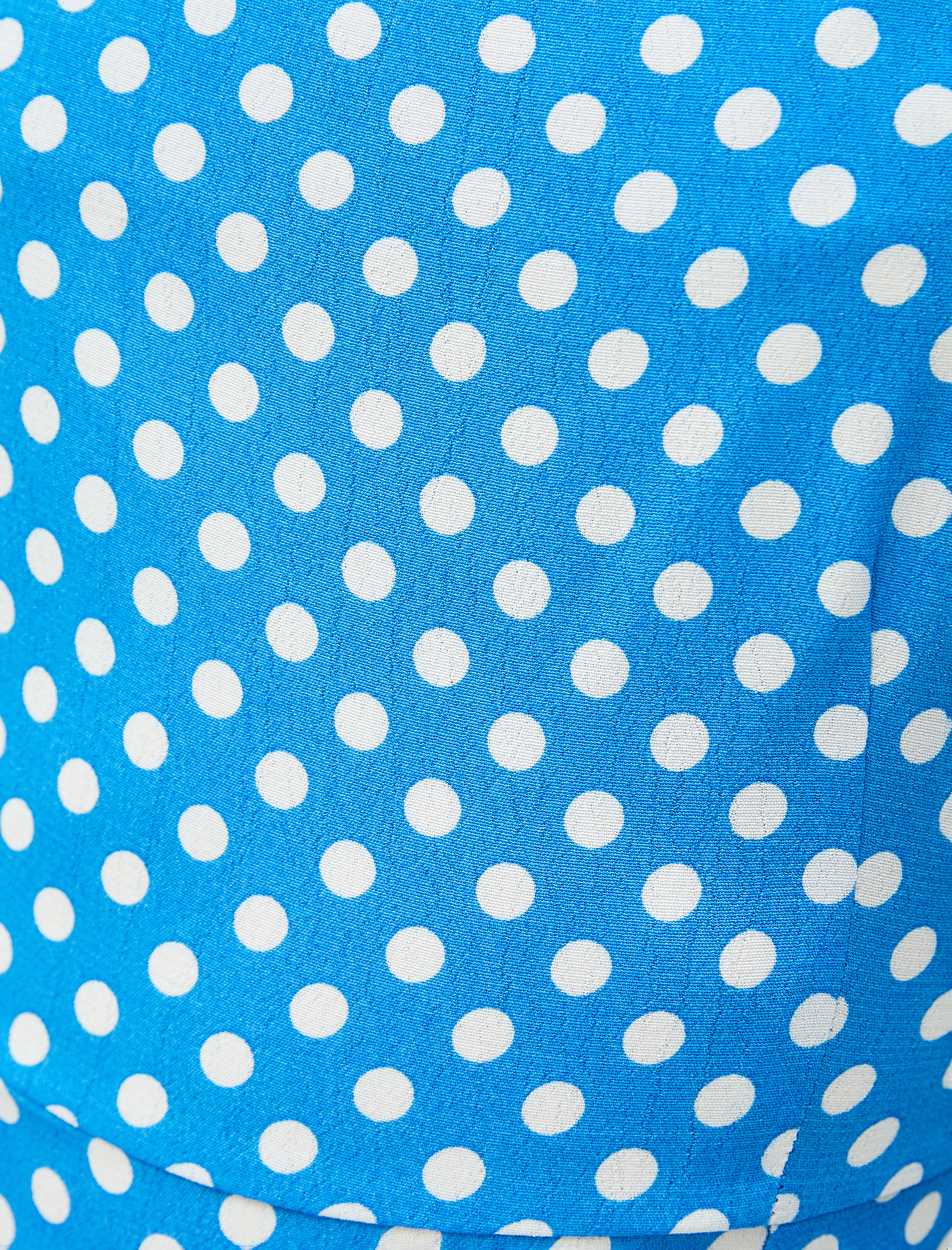   Midi Puantiyeli Elbise Kare Yaka Balon Kollu Yırtmaçlı