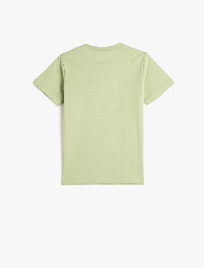 Erkek Çocuk Tişört Timsah Baskılı Kısa Kollu Bisiklet Yaka Pamuklu