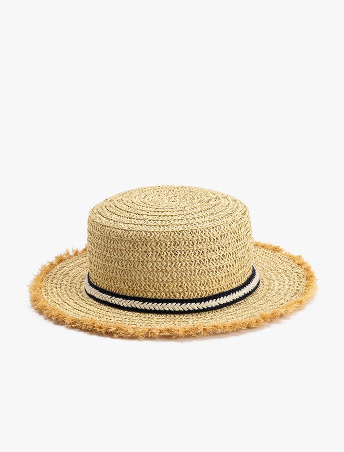 Kız Çocuk Hasır Şapka Ponpon Detaylı