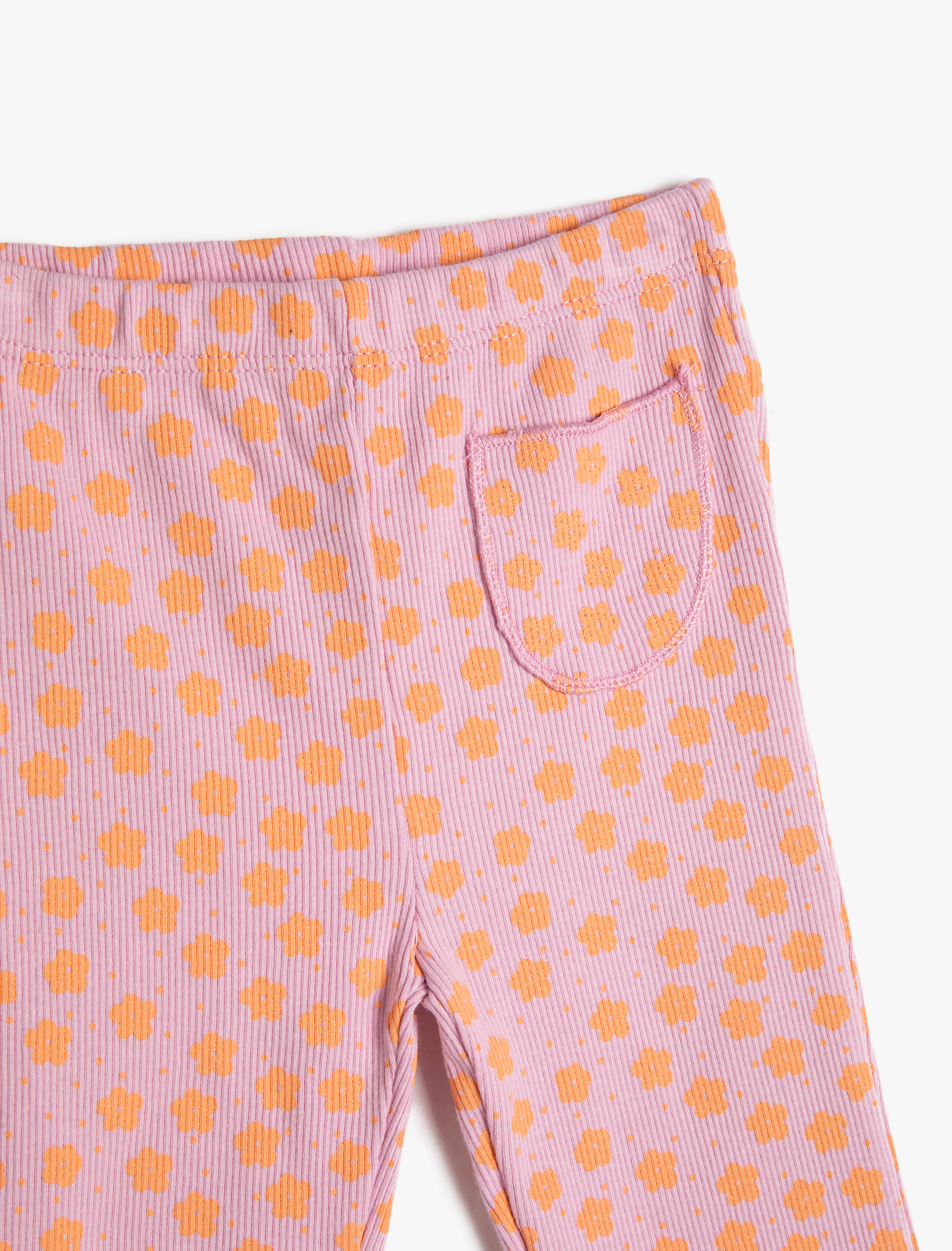  Kız Bebek Geniş Paça Tayt Fitilli Çiçekli Pamuklu