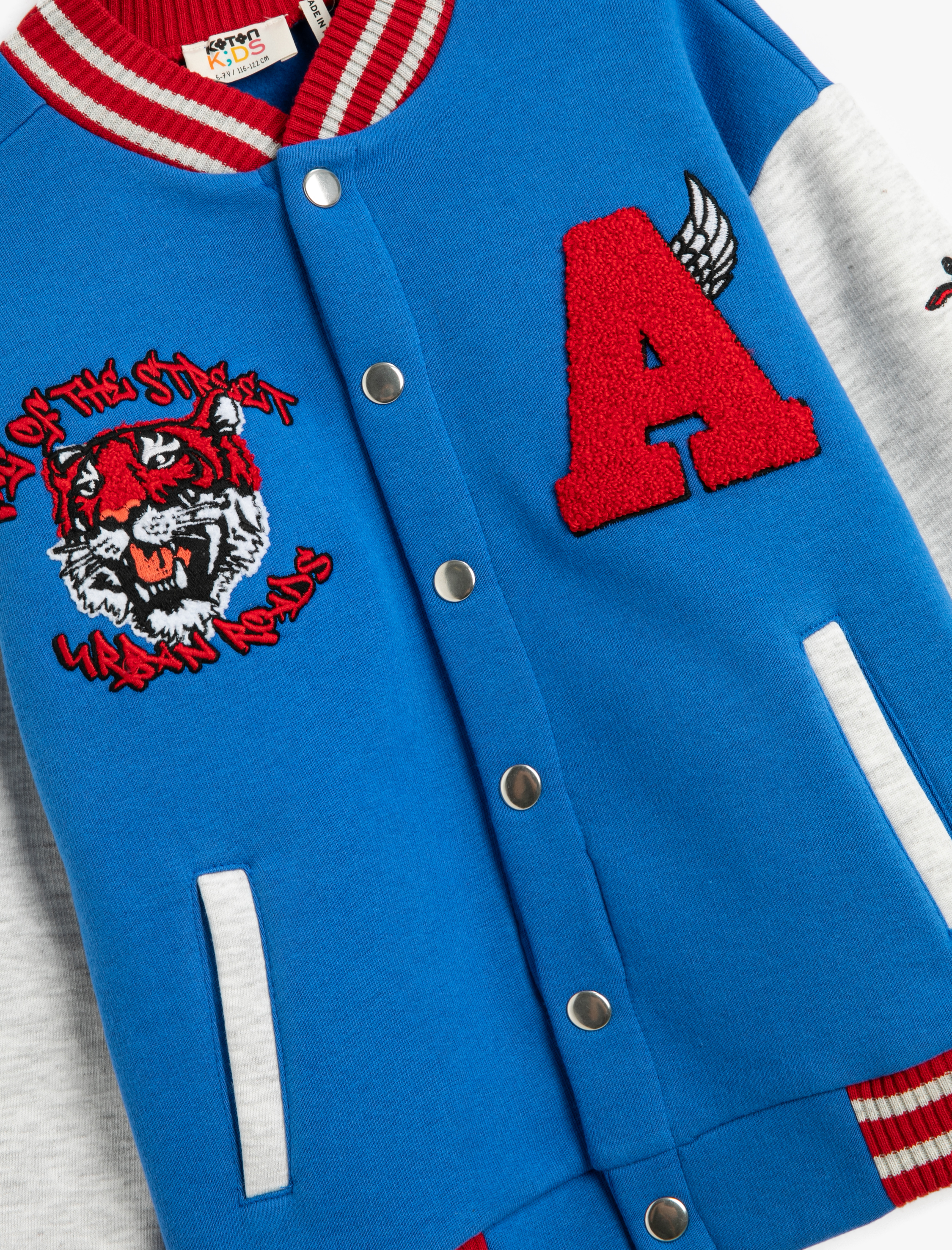  Erkek Çocuk Bomber Ceket İşlemeli Cepli