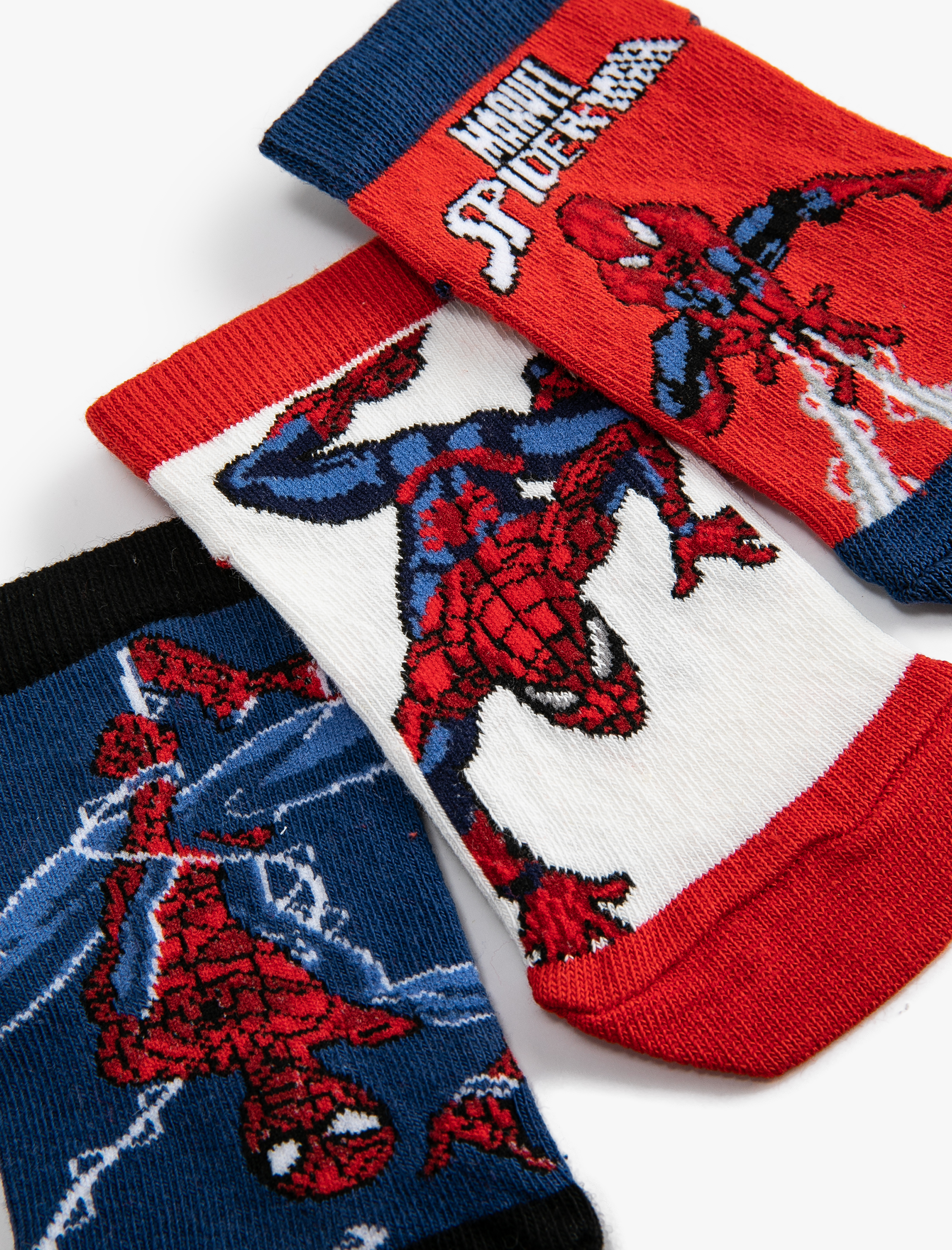  Erkek Çocuk 3'lü Örümcek Adam Baskılı Çorap Seti Lisanslı