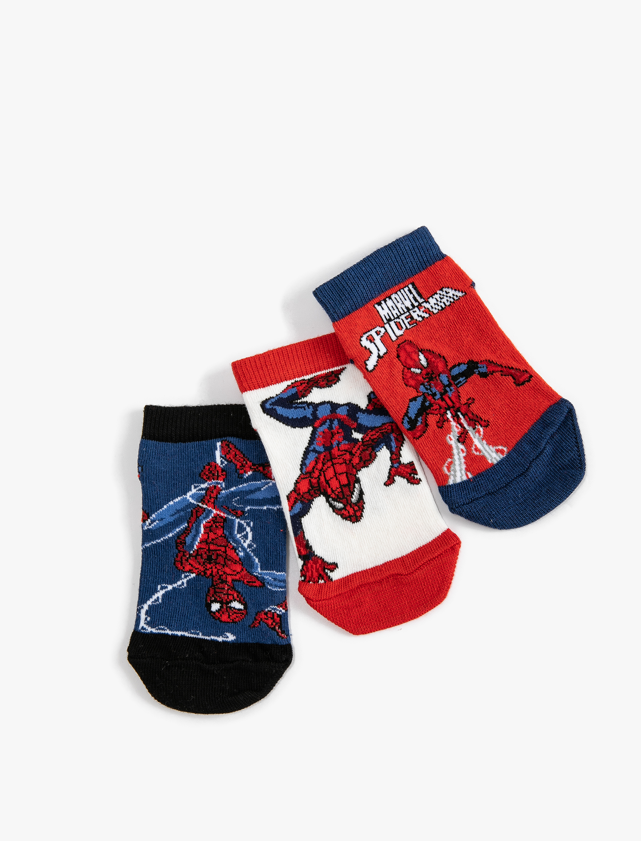  Erkek Çocuk 3'lü Örümcek Adam Baskılı Çorap Seti Lisanslı