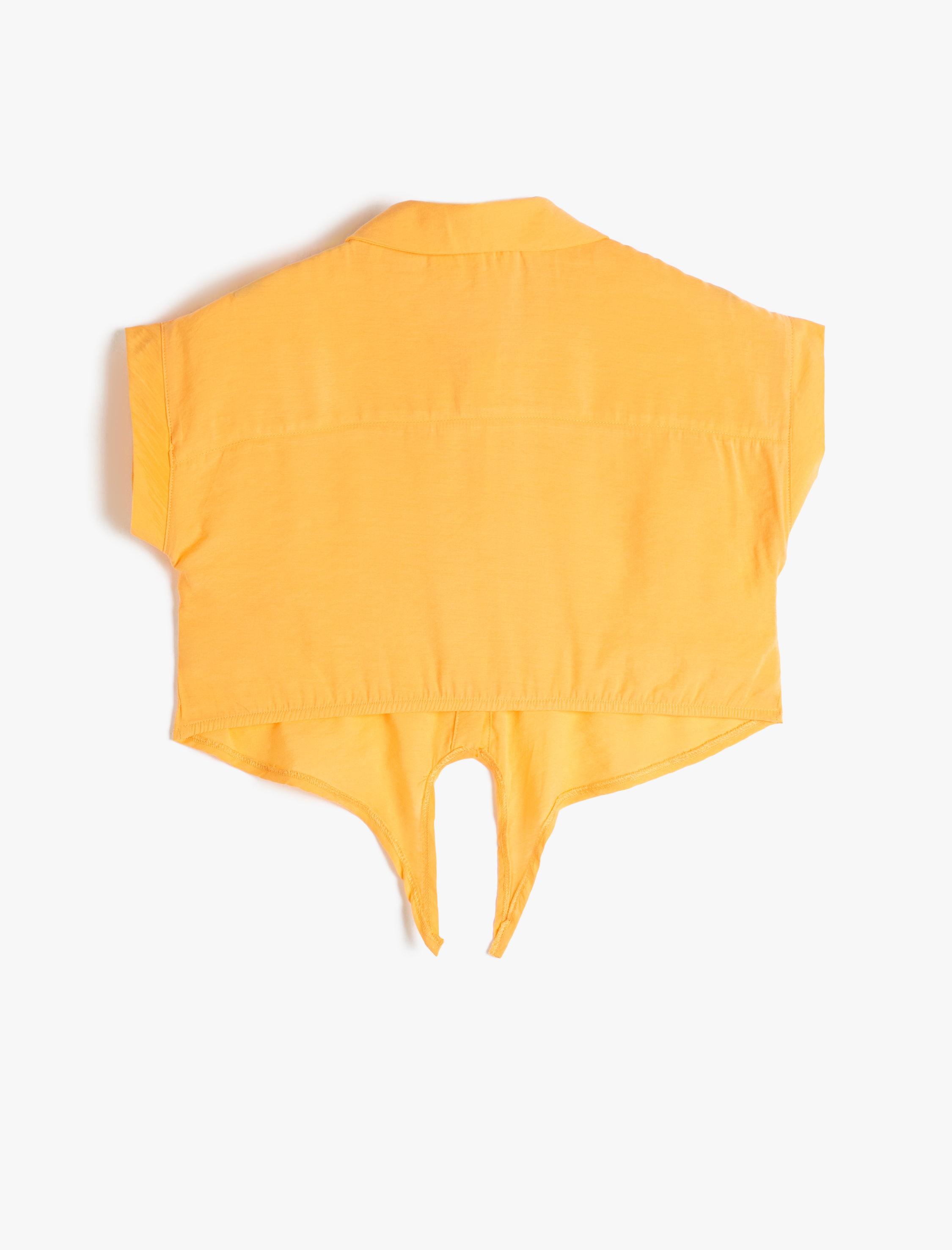  Kız Çocuk Gömlek Kısa Kollu Önü Bağlamalı Cepli Modal Karışımlı