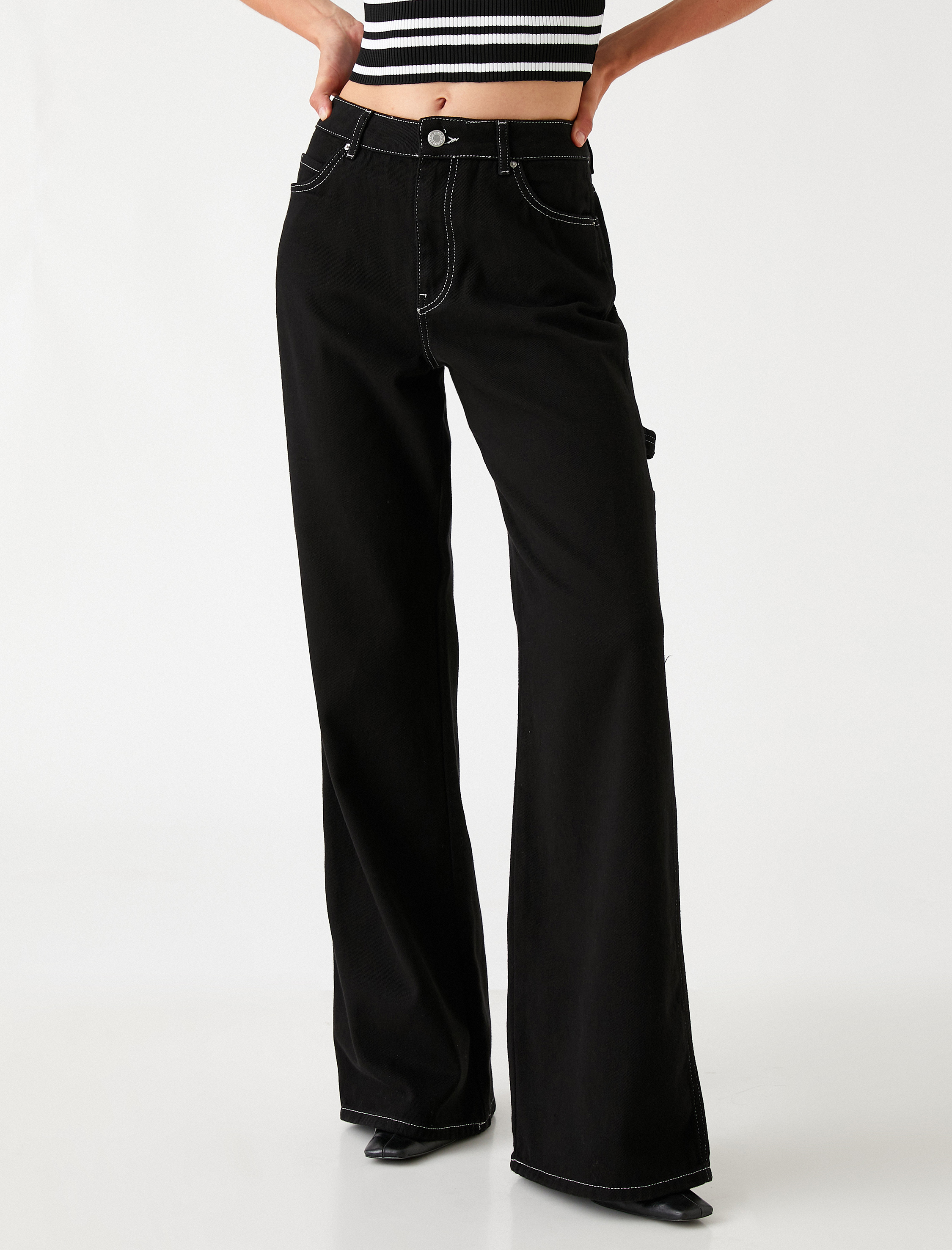   Geniş Paça Kot Pantolon Yüksek Bel