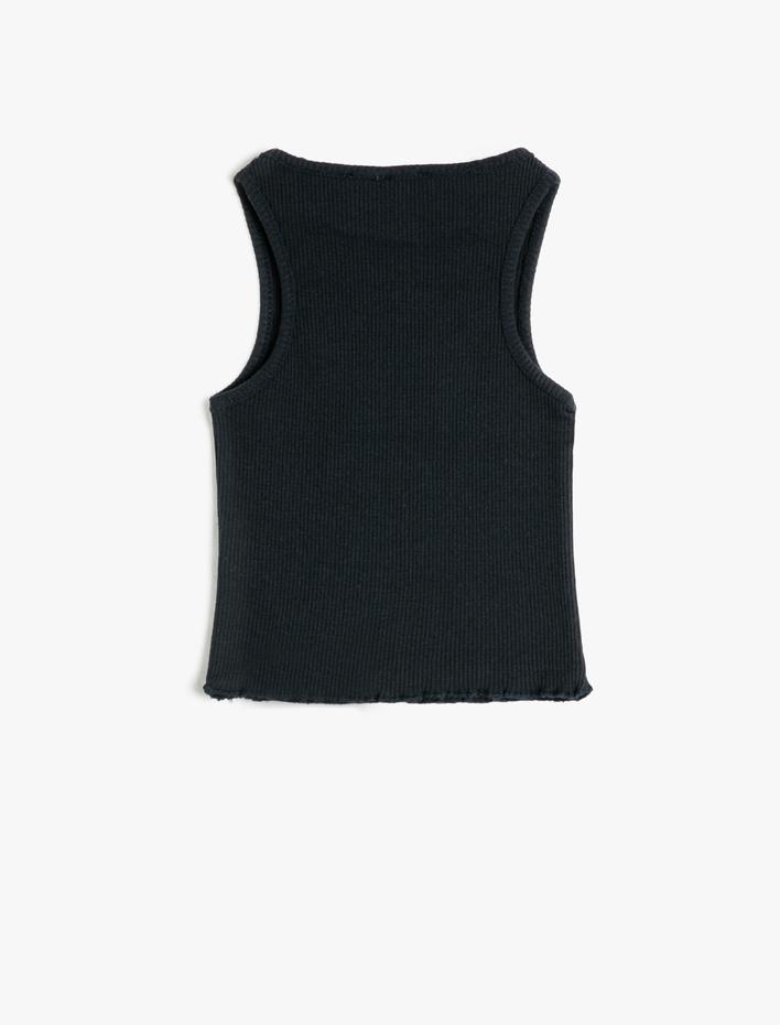 Kız Çocuk Atlet Crop Kolsuz Ayıcık Baskılı Dar Kalıp