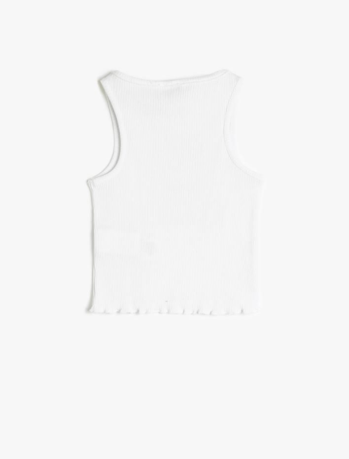 Kız Çocuk Atlet Crop Kolsuz Ayıcık Baskılı Dar Kalıp