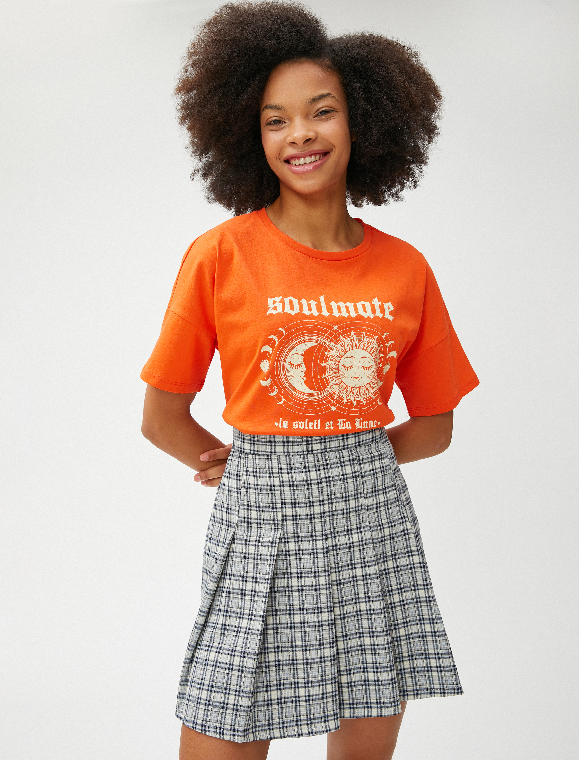   Baskılı Tişört Kısa Kollu Bisiklet Yaka Pamuklu