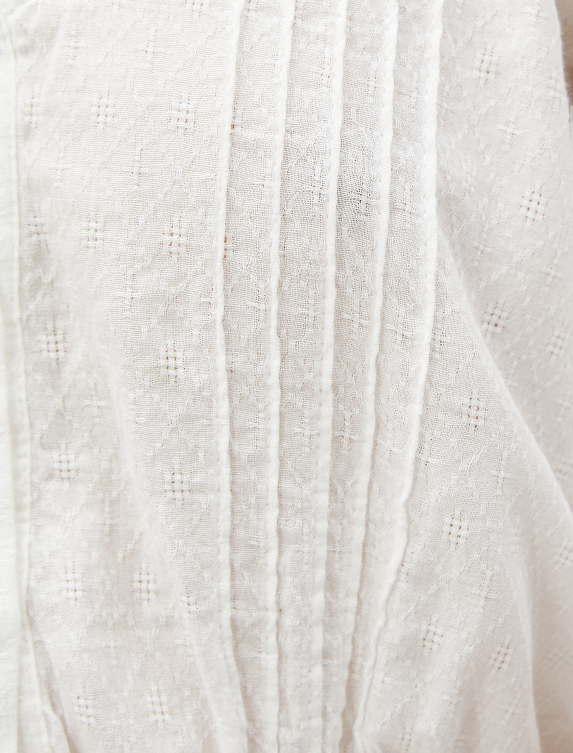   Crop Bluz Balon Kollu V Yaka Fırfırlı Düğmeli Pamuklu